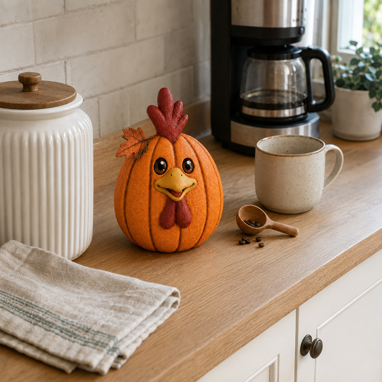 Lighted Pumpkin Chicken Decor
