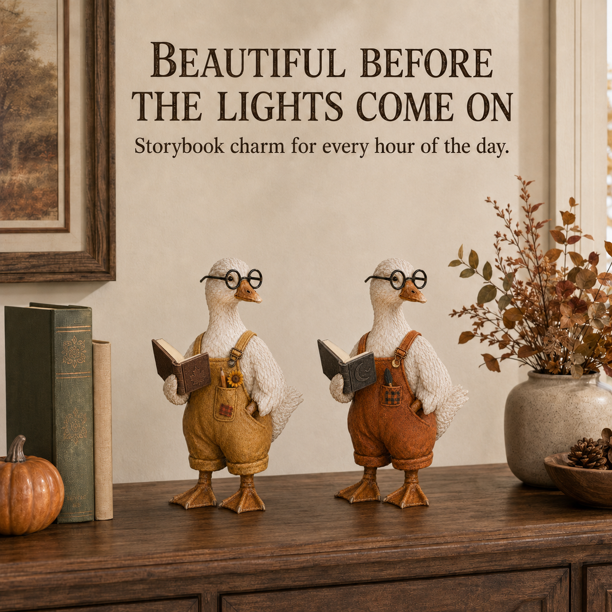 Lighted Reading Goose Decor