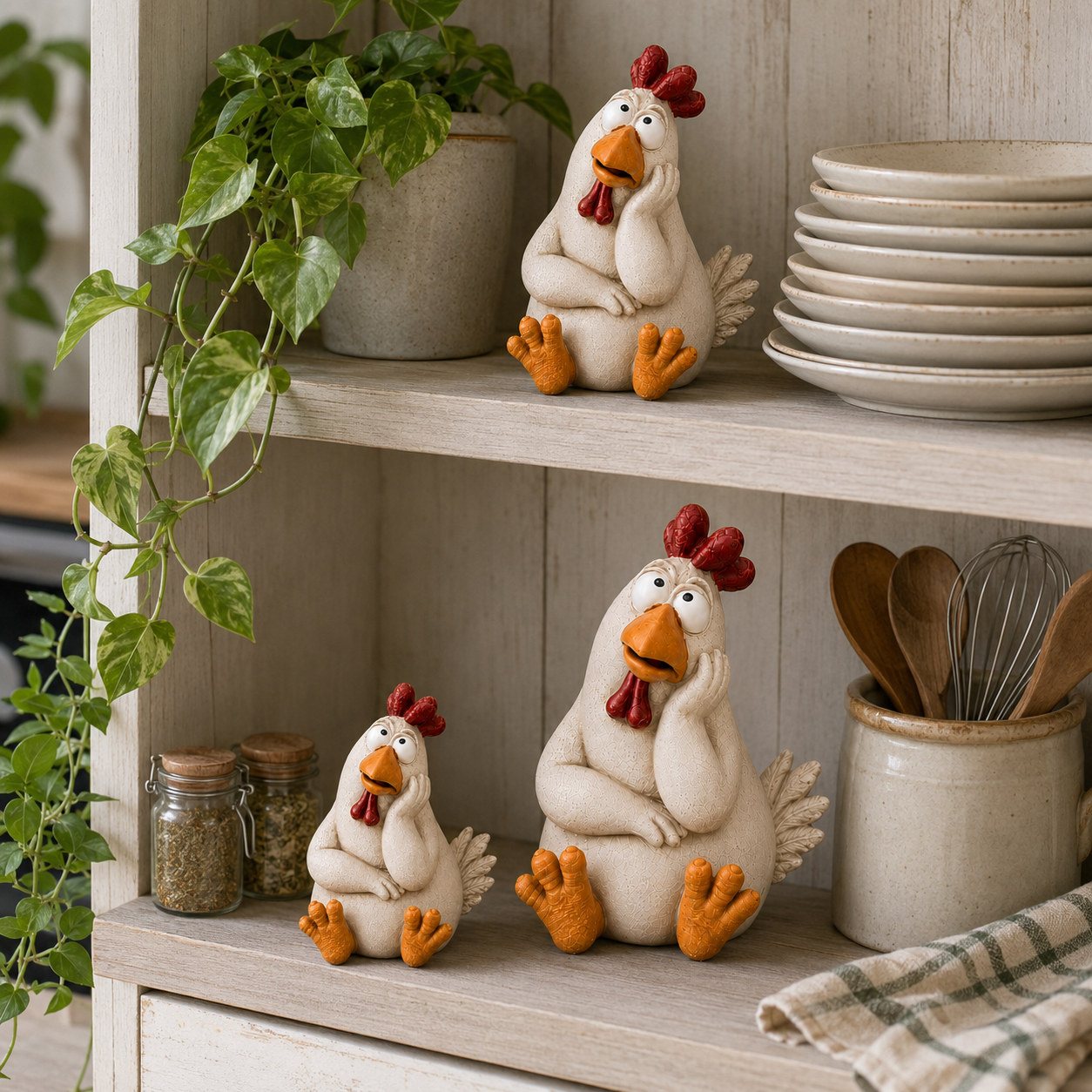 Daydreaming Chicken Resin Statue