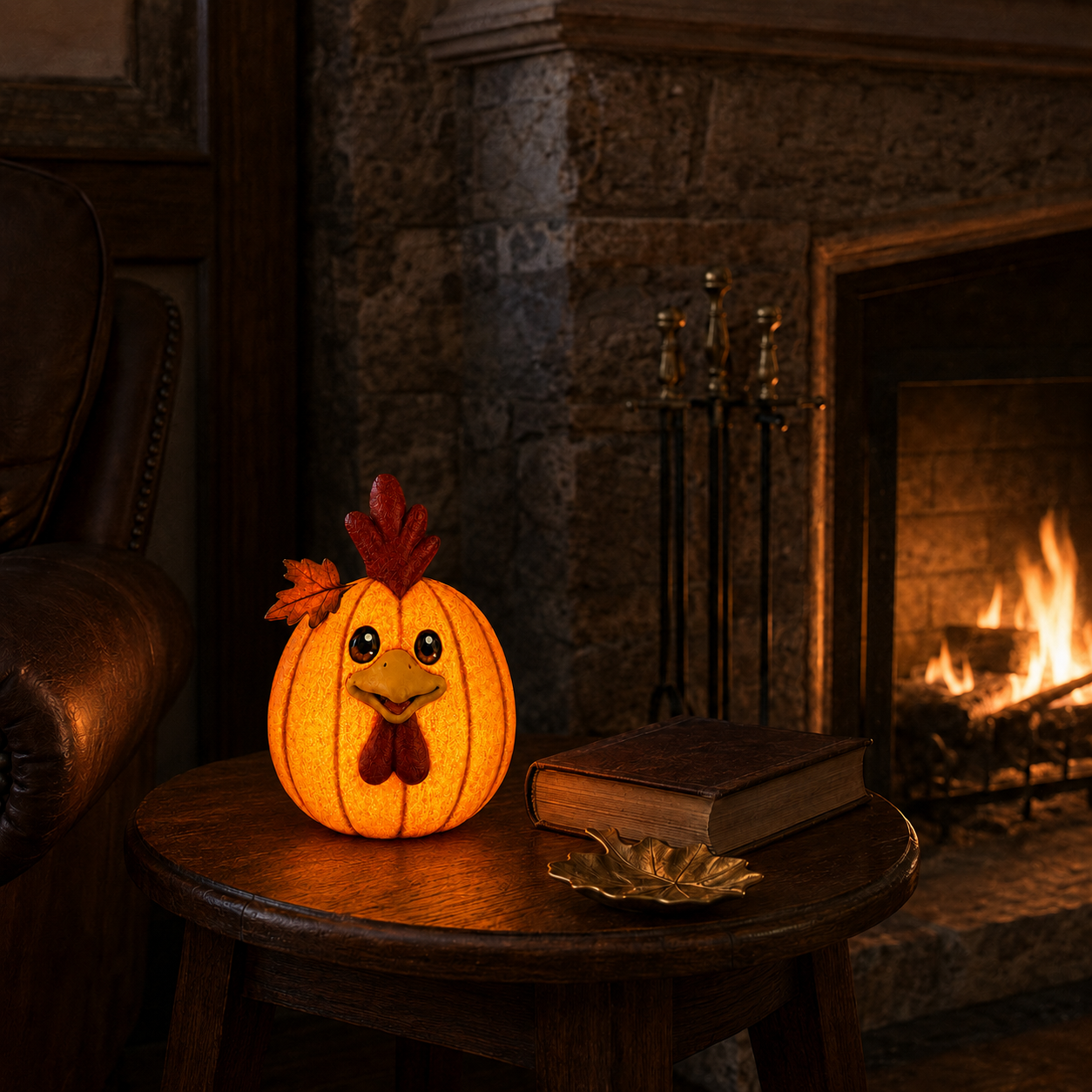 Lighted Pumpkin Chicken Decor