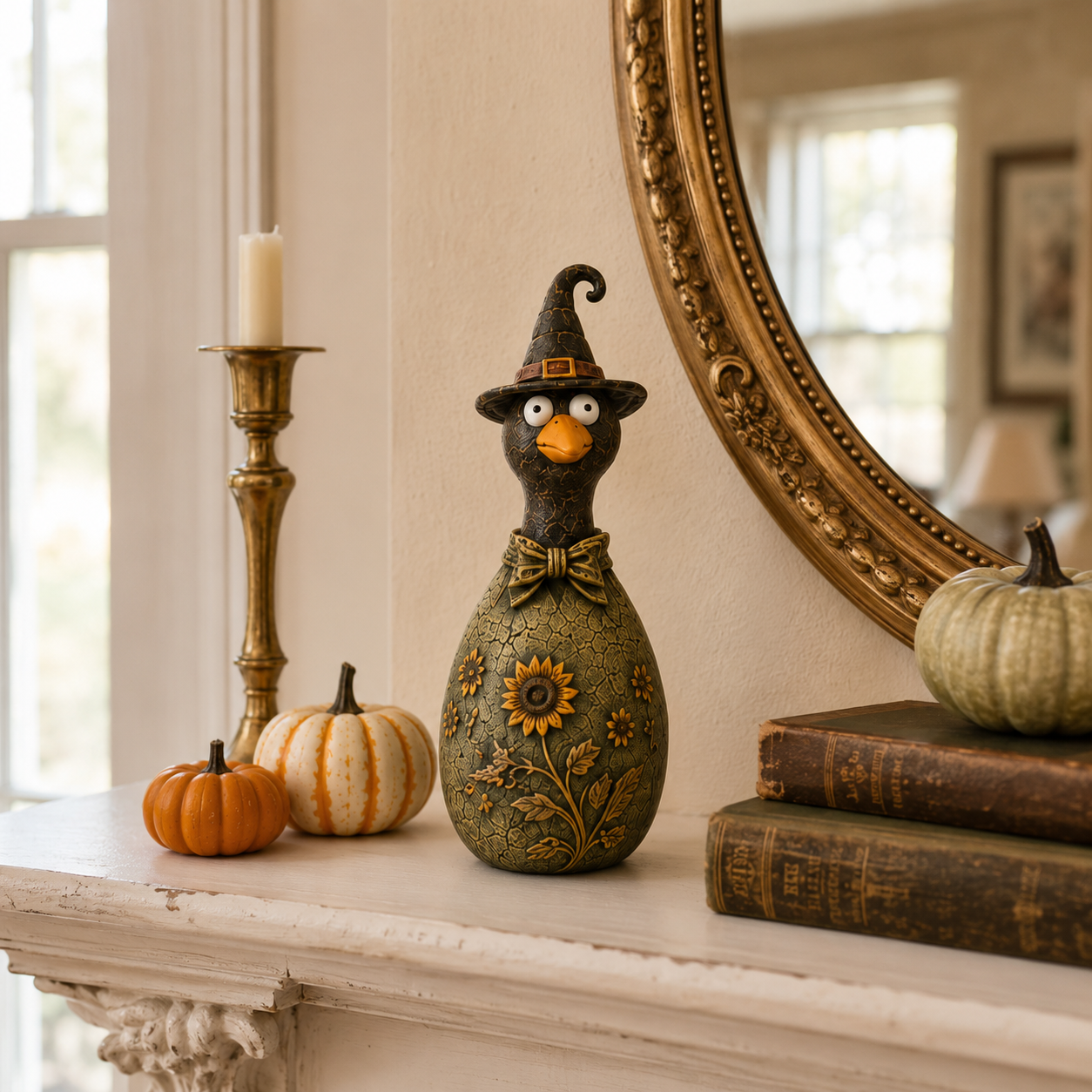 Vintage Harvest Bird Figurines – Fall & Halloween Decor