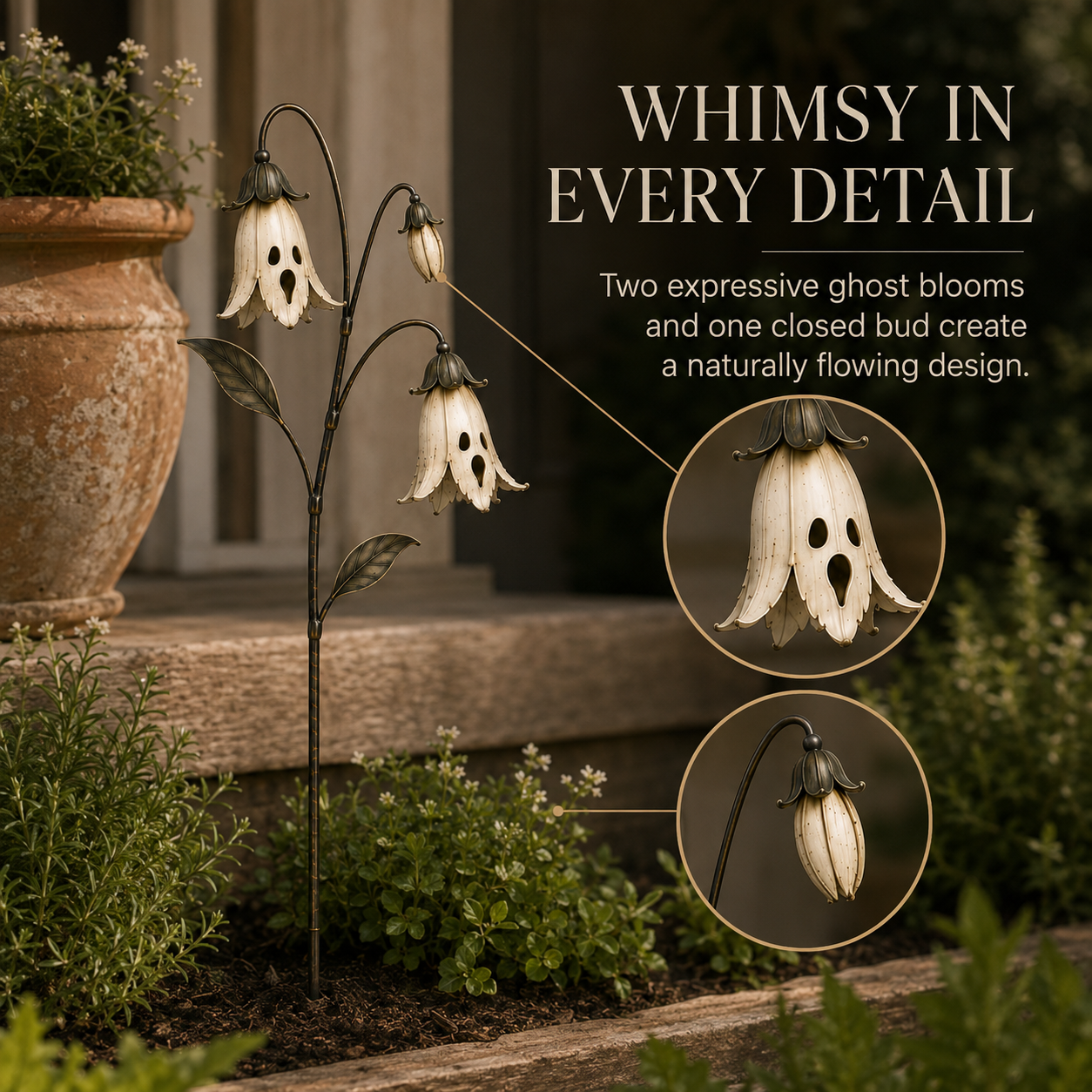 Ghost Bellflower Metal Garden Stake