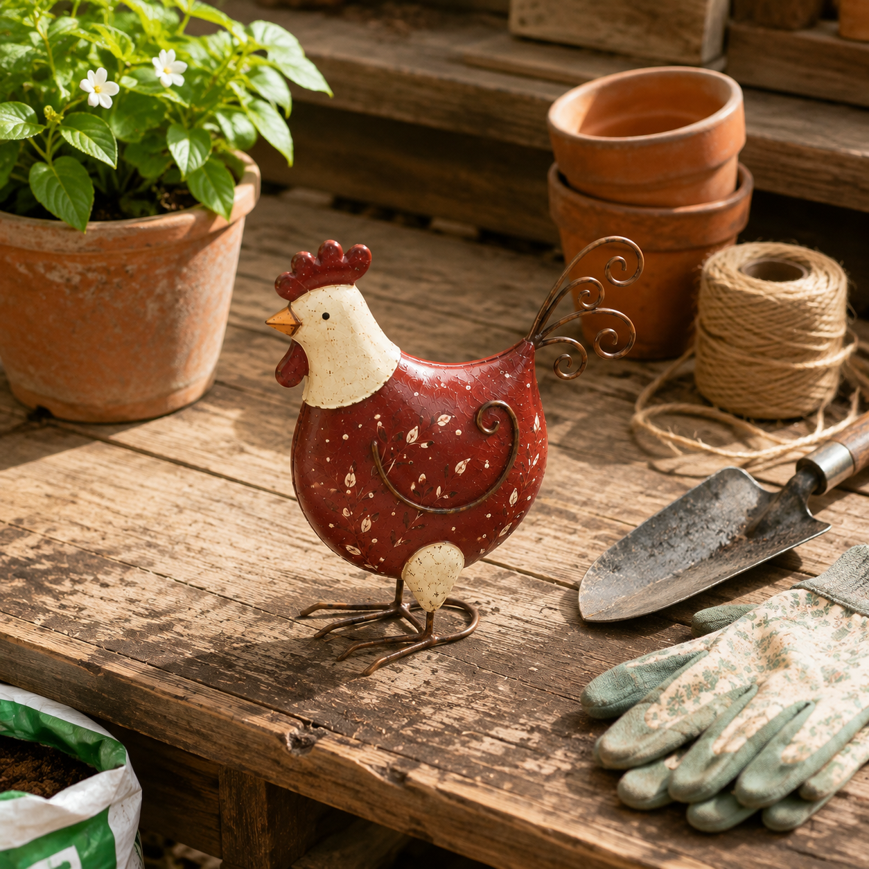 Vintage Farmhouse Garden Hen Figurine