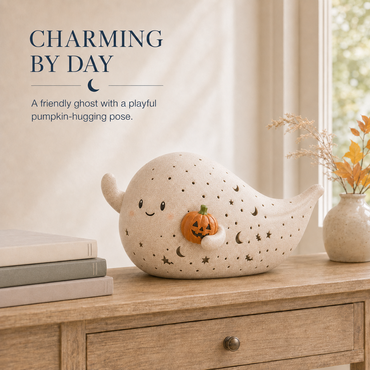 Lighted Pumpkin Ghost Decor