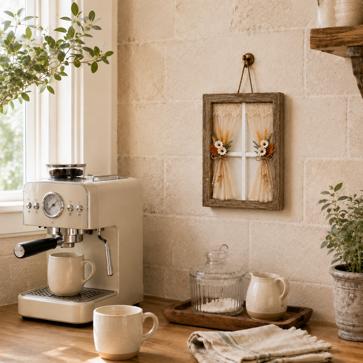 Lighted Autumn Farmhouse Window Decor