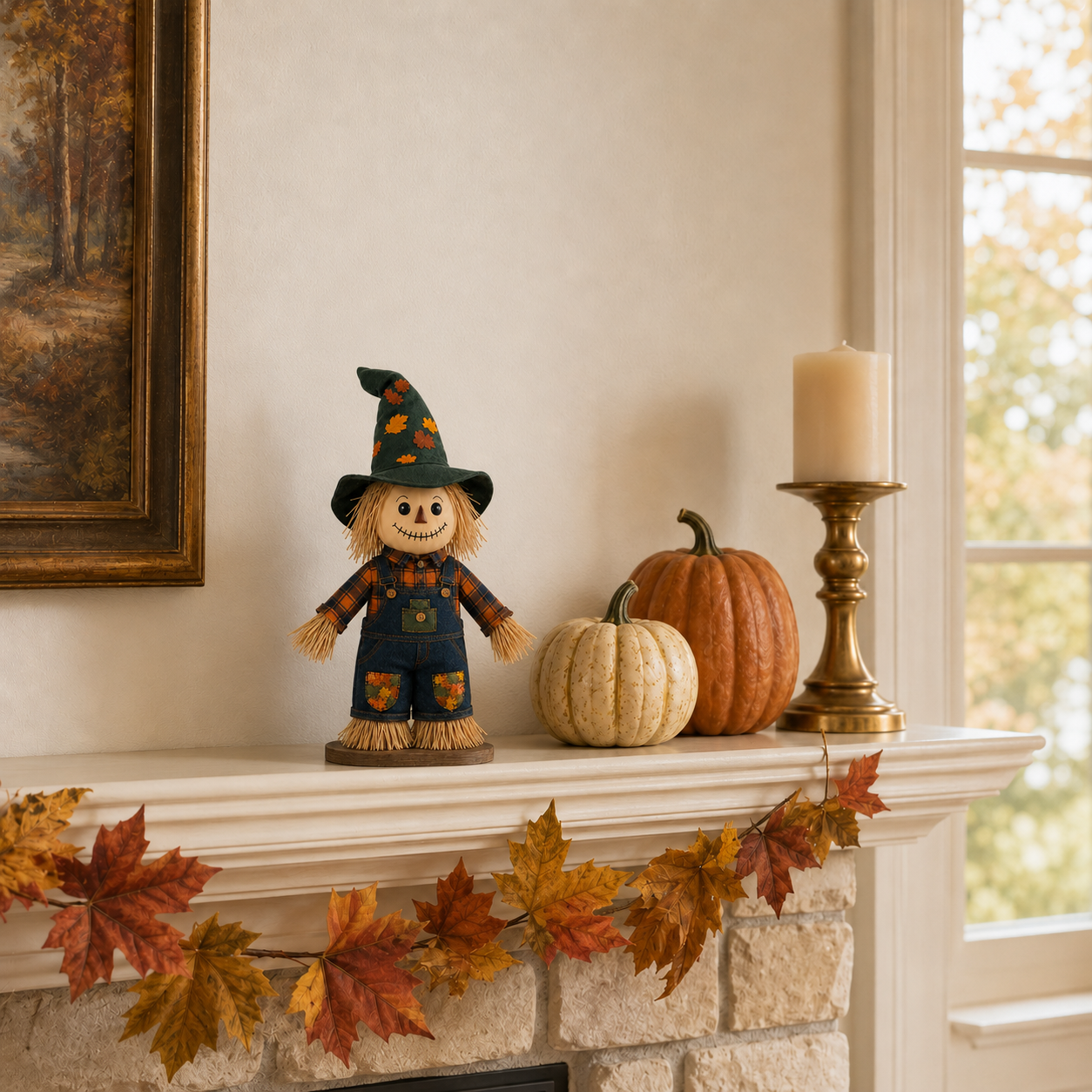 Lighted Pumpkin Witch Scarecrow Decor