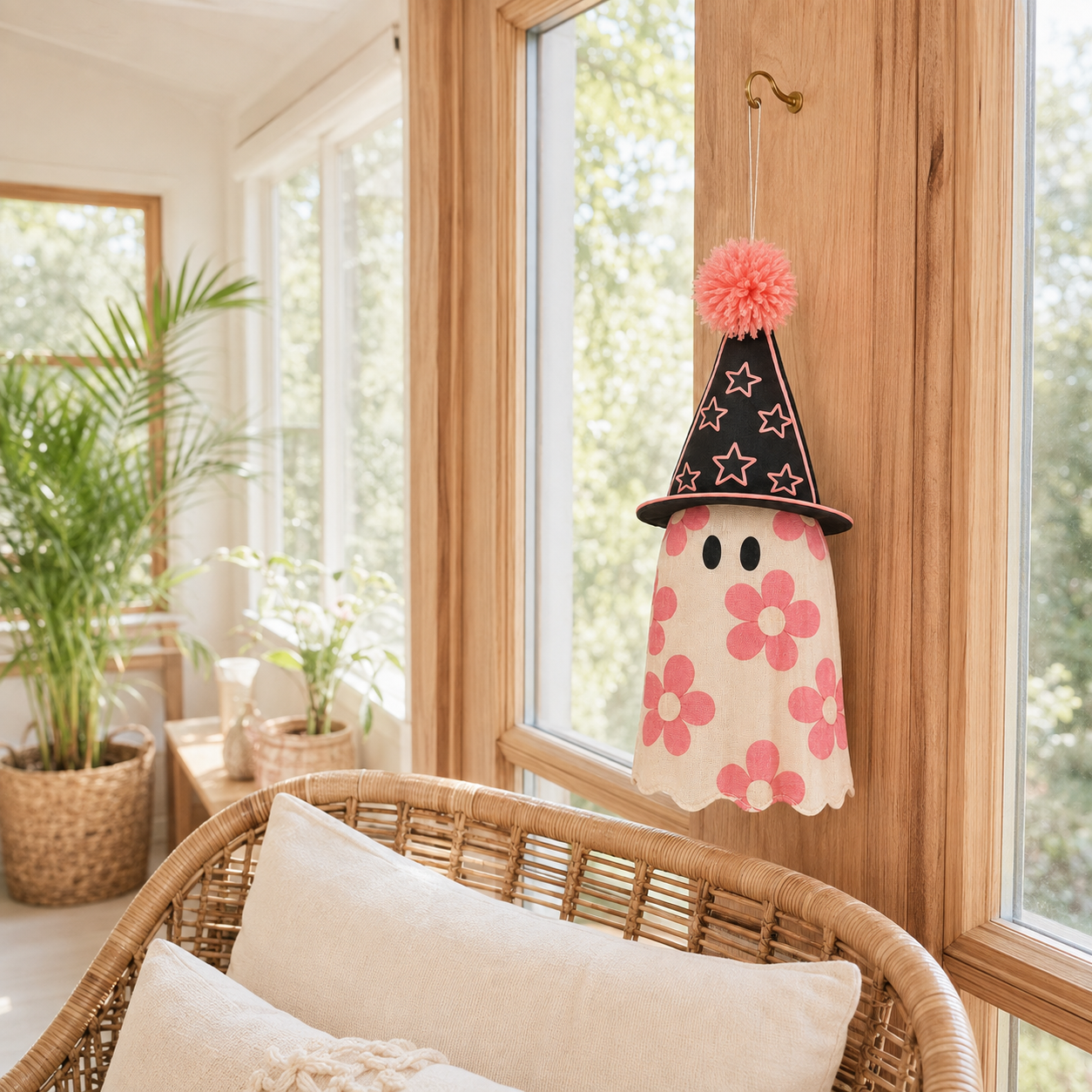 Lighted Floral Ghost Hanger