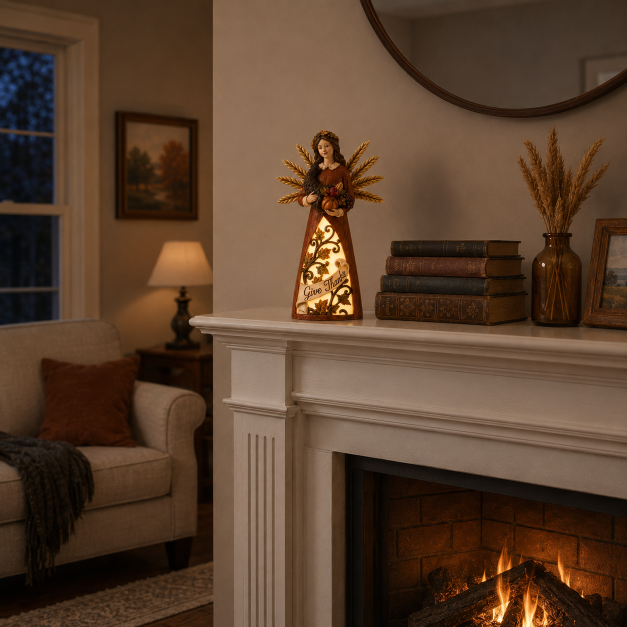 Lighted Harvest Angel Decor