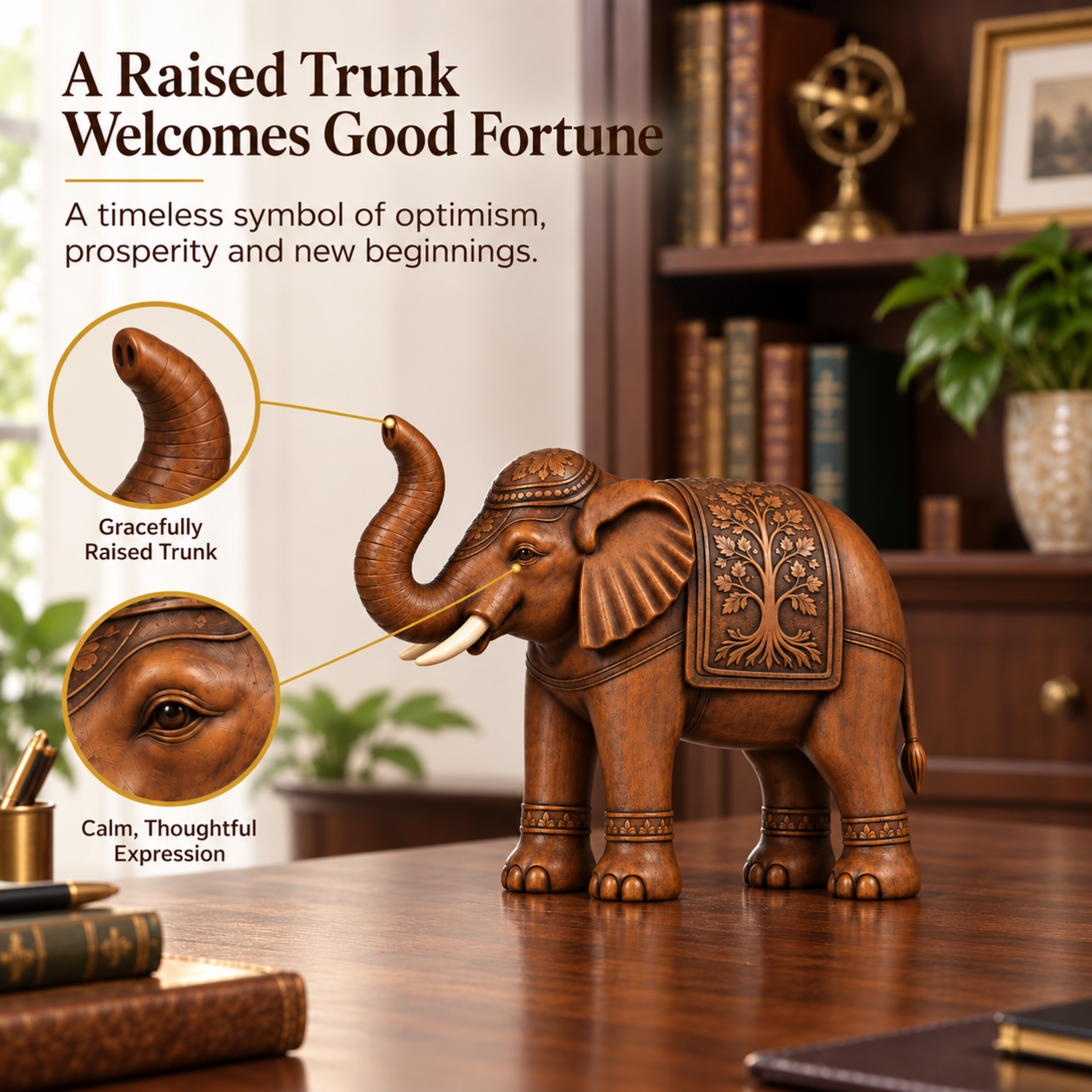 Raised Trunk Tree of Life Elephant Figurine