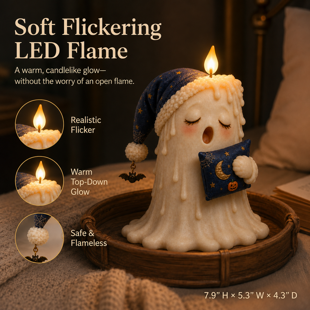Sleepy Spell Flameless Ghost Candle Light