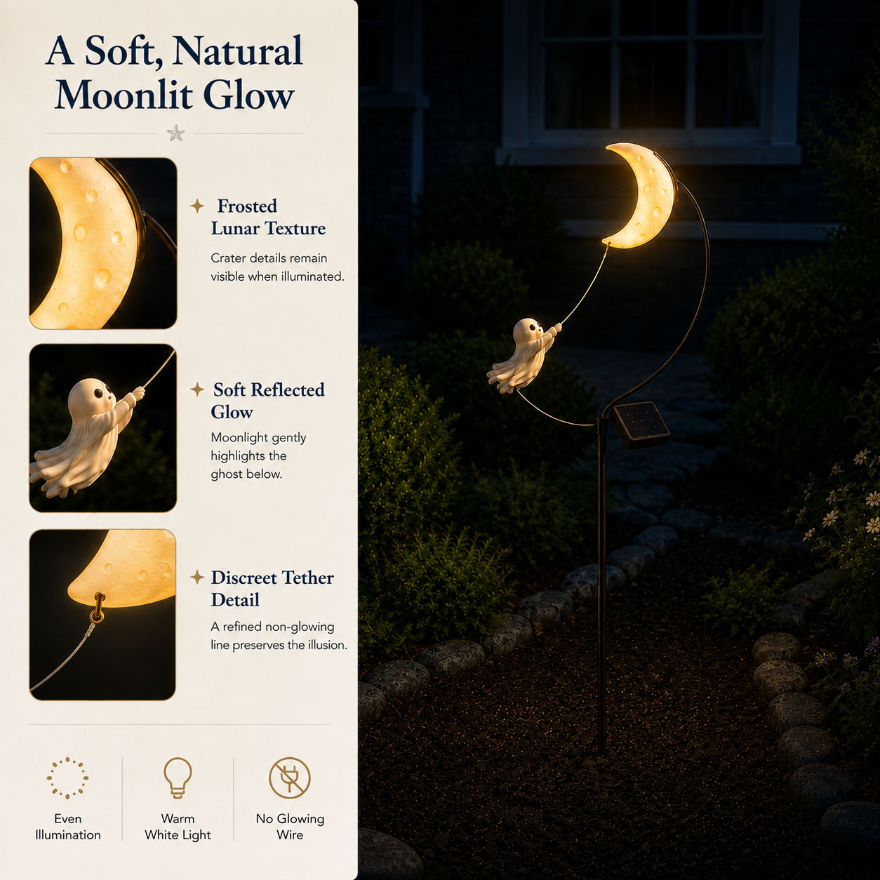 Moonbound Ghost Solar Garden Stake Light