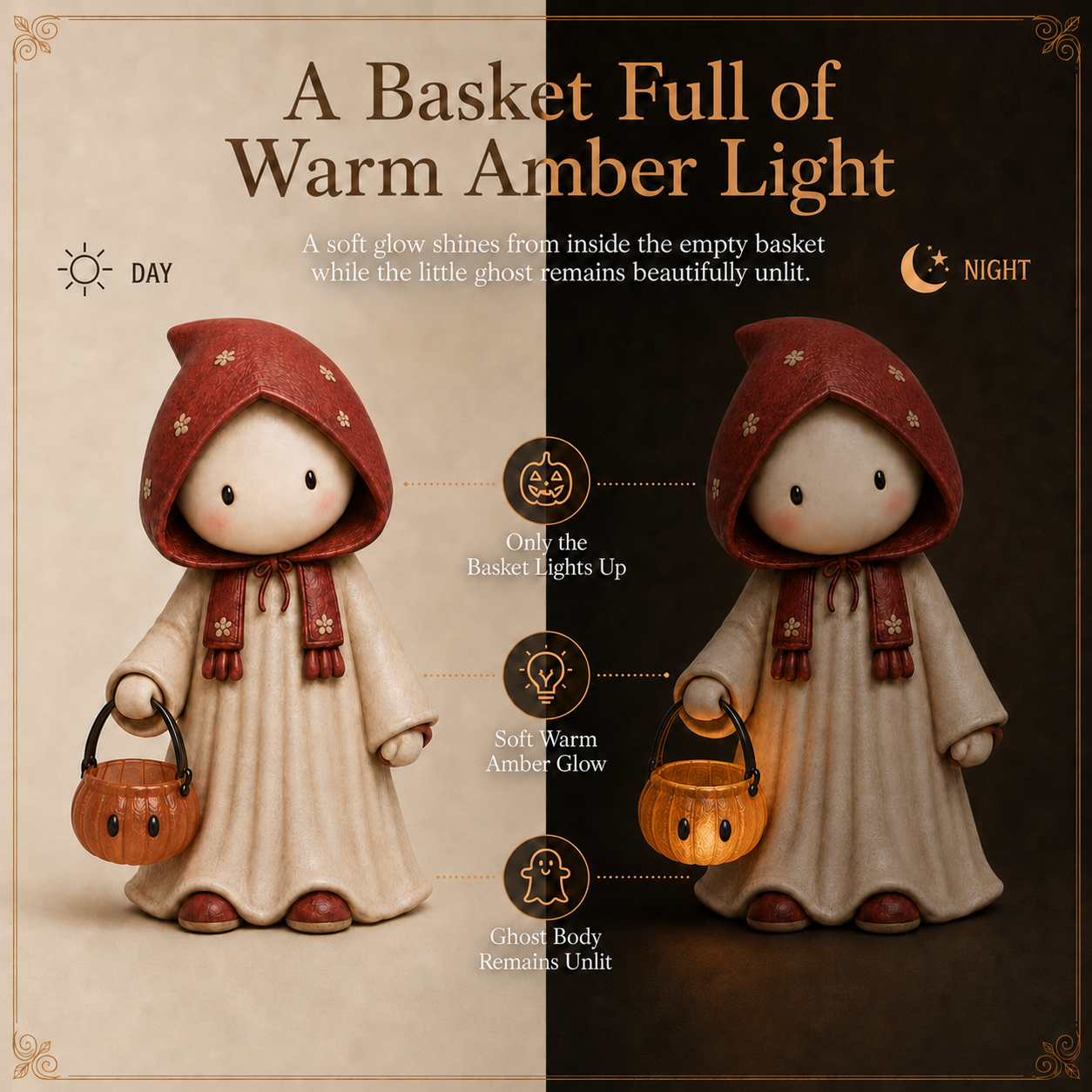 The Shy Trick-or-Treater Lighted Ghost Resin Figurine