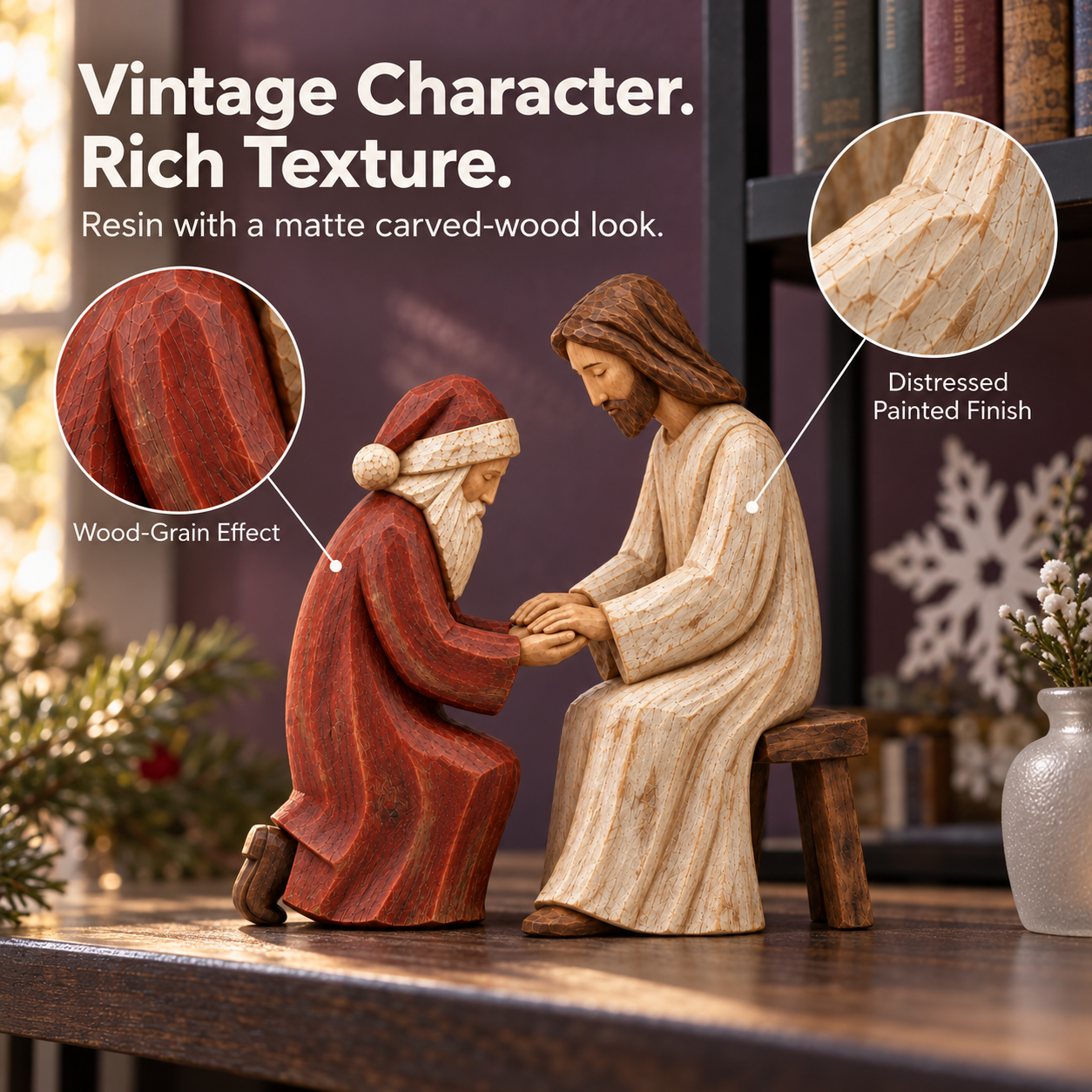 Held in Grace — Santa & Jesus Figurine Set