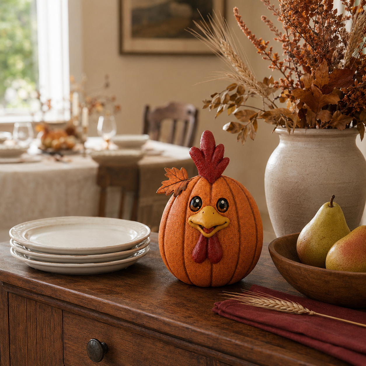 Lighted Pumpkin Chicken Decor