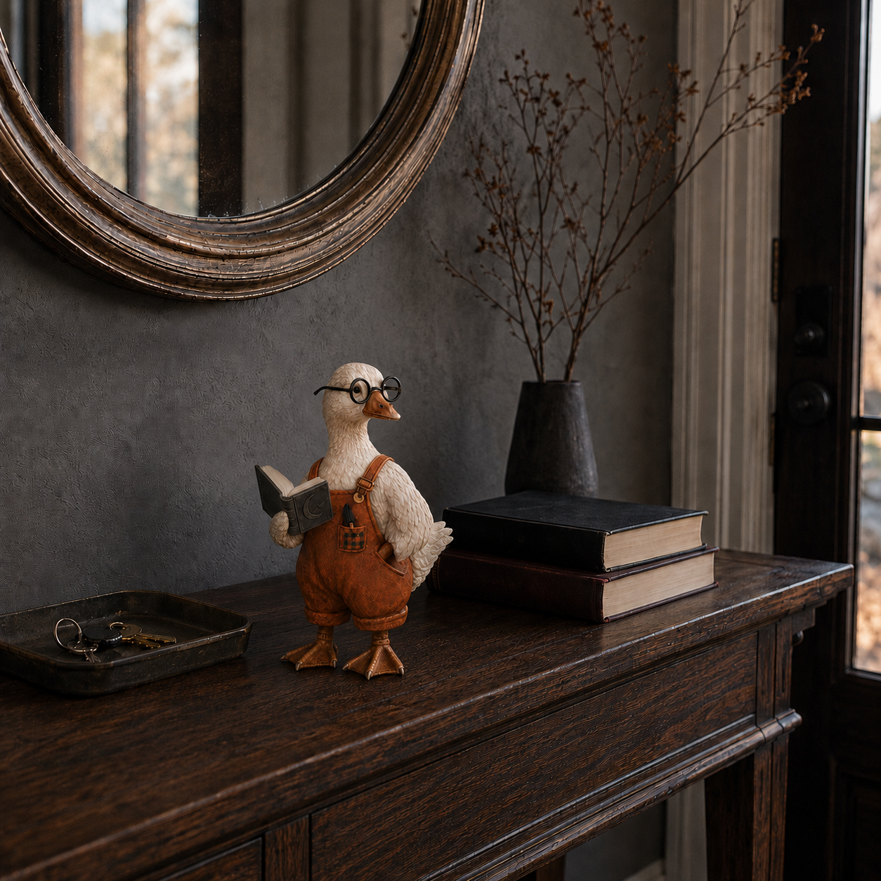 Lighted Reading Goose Decor
