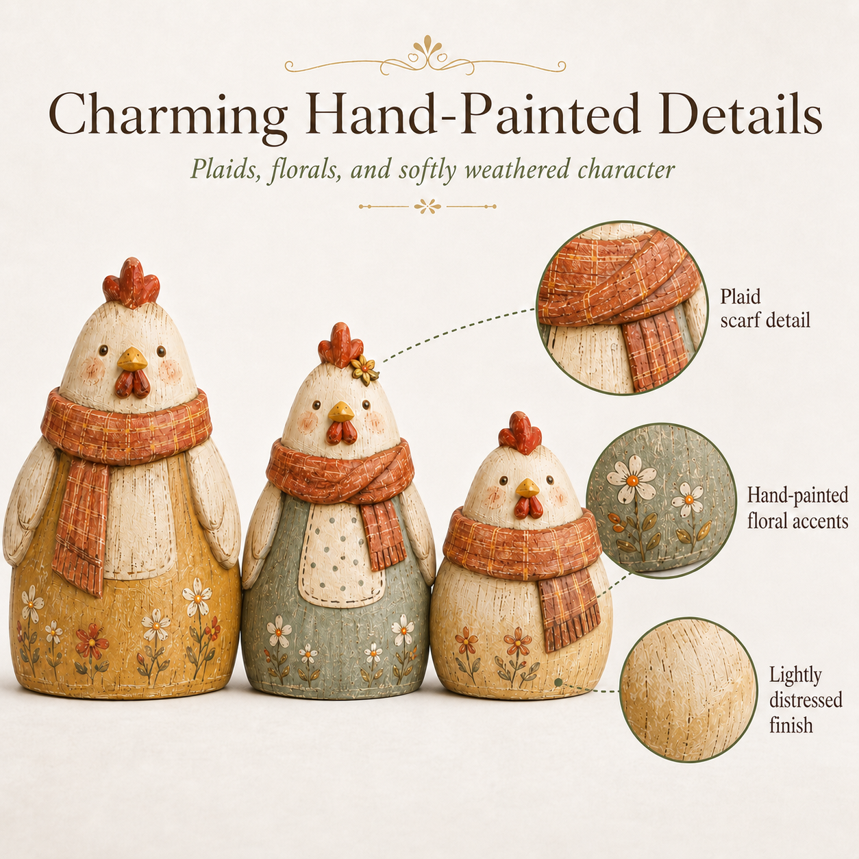 3-Piece Harvest Hen Figurine Set