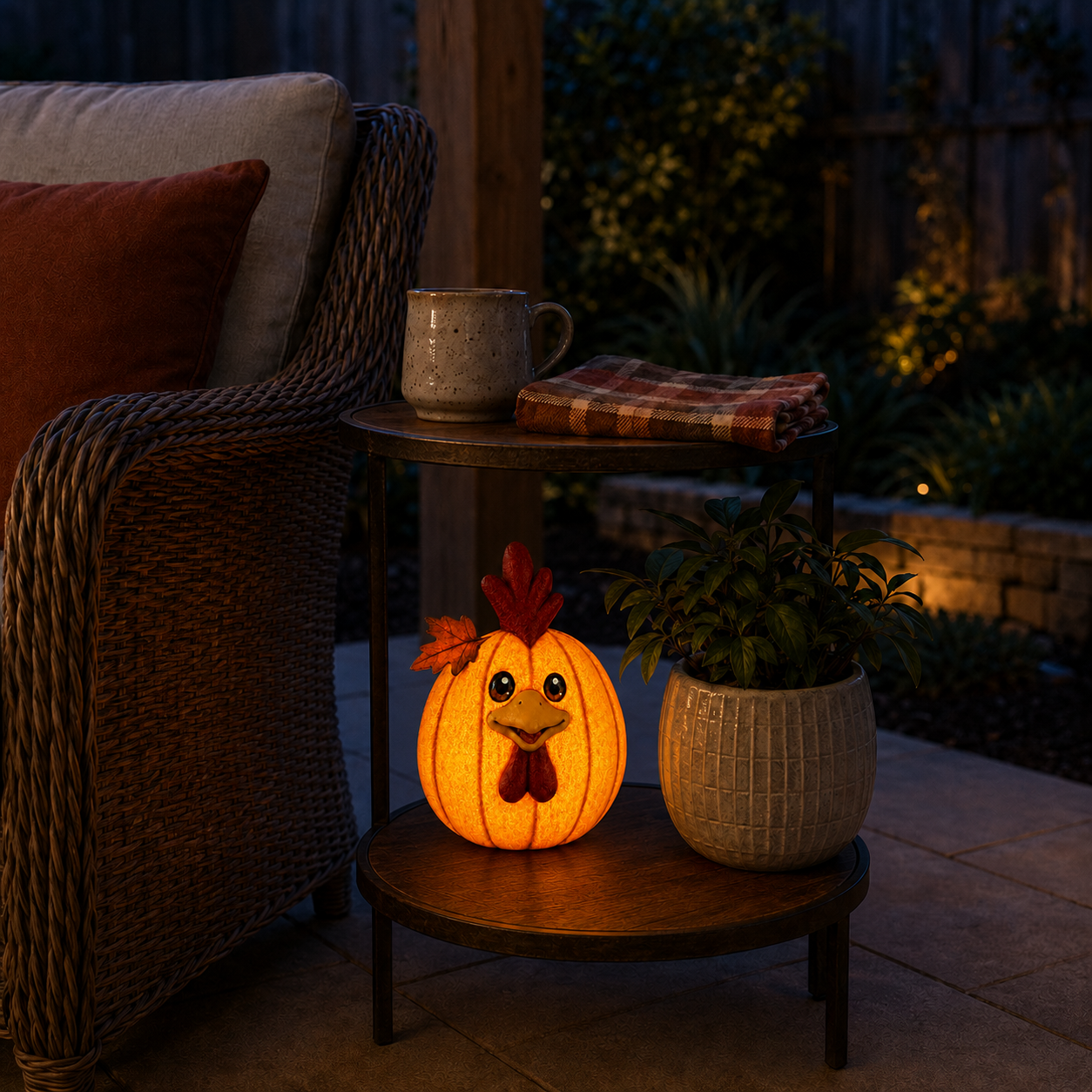 Lighted Pumpkin Chicken Decor