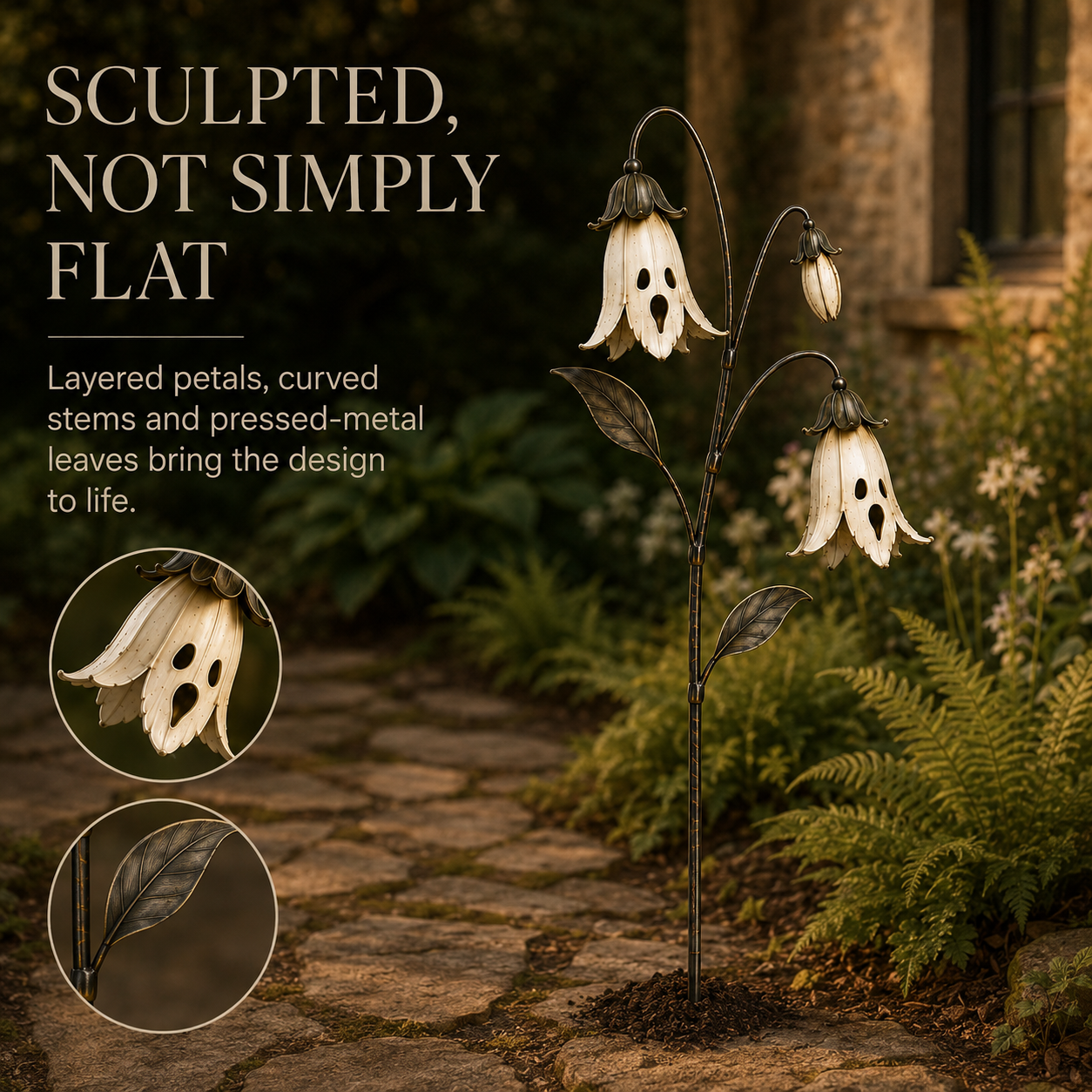 Ghost Bellflower Metal Garden Stake