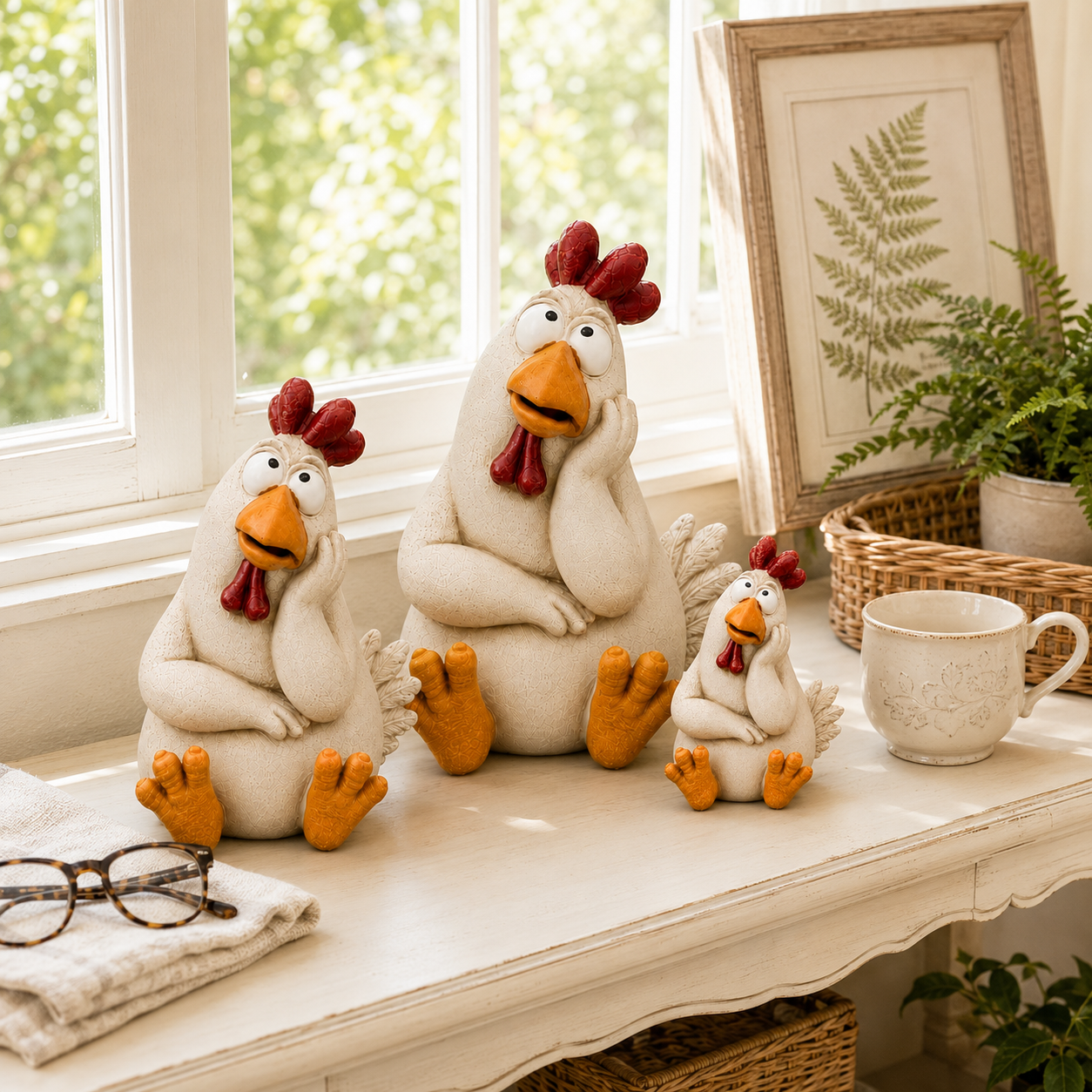 Daydreaming Chicken Resin Statue