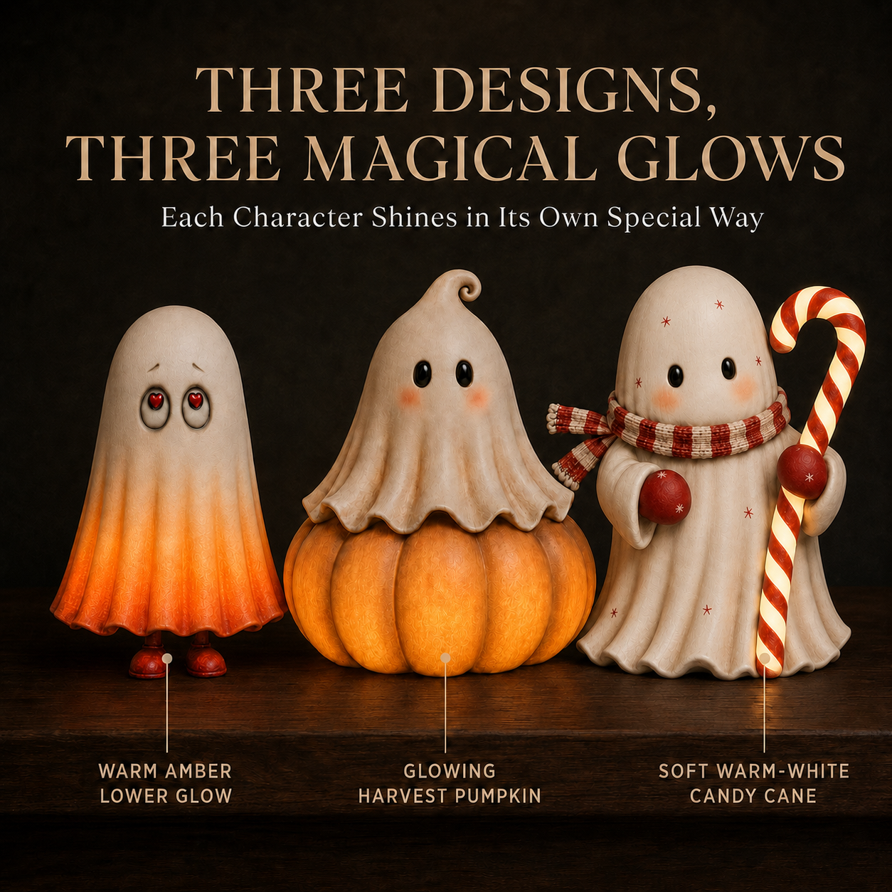 Lighted Seasonal Ghost Figurines