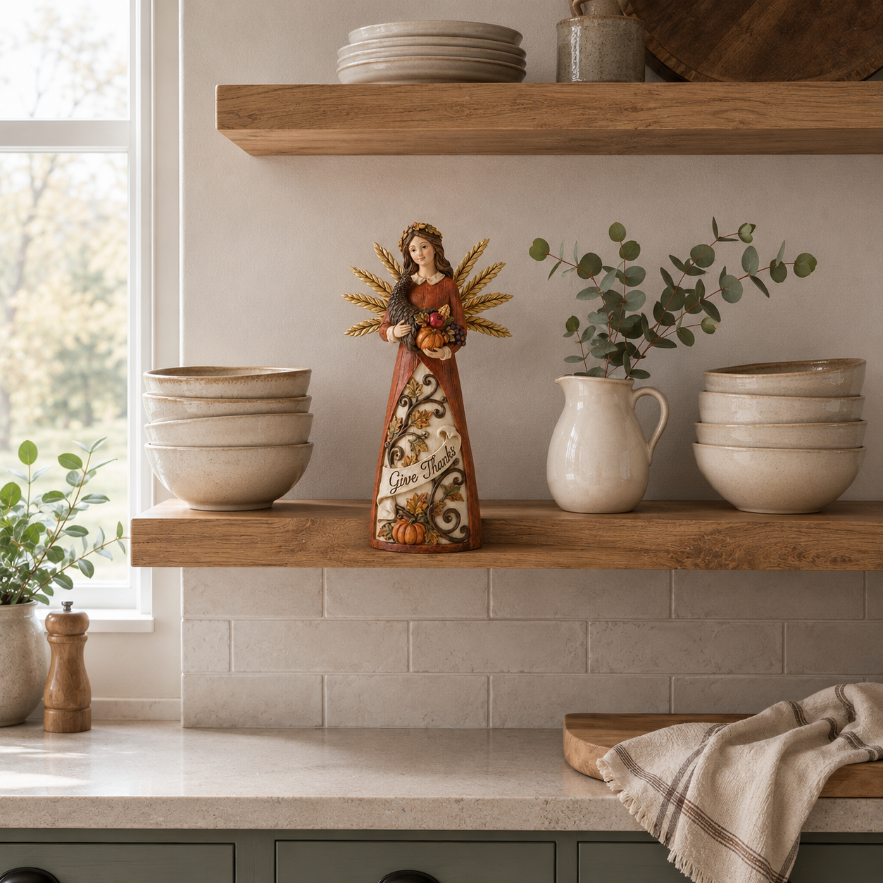 Lighted Harvest Angel Decor