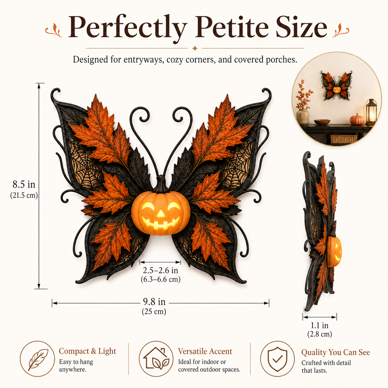 Lighted Pumpkin Butterfly Halloween Wall Decor