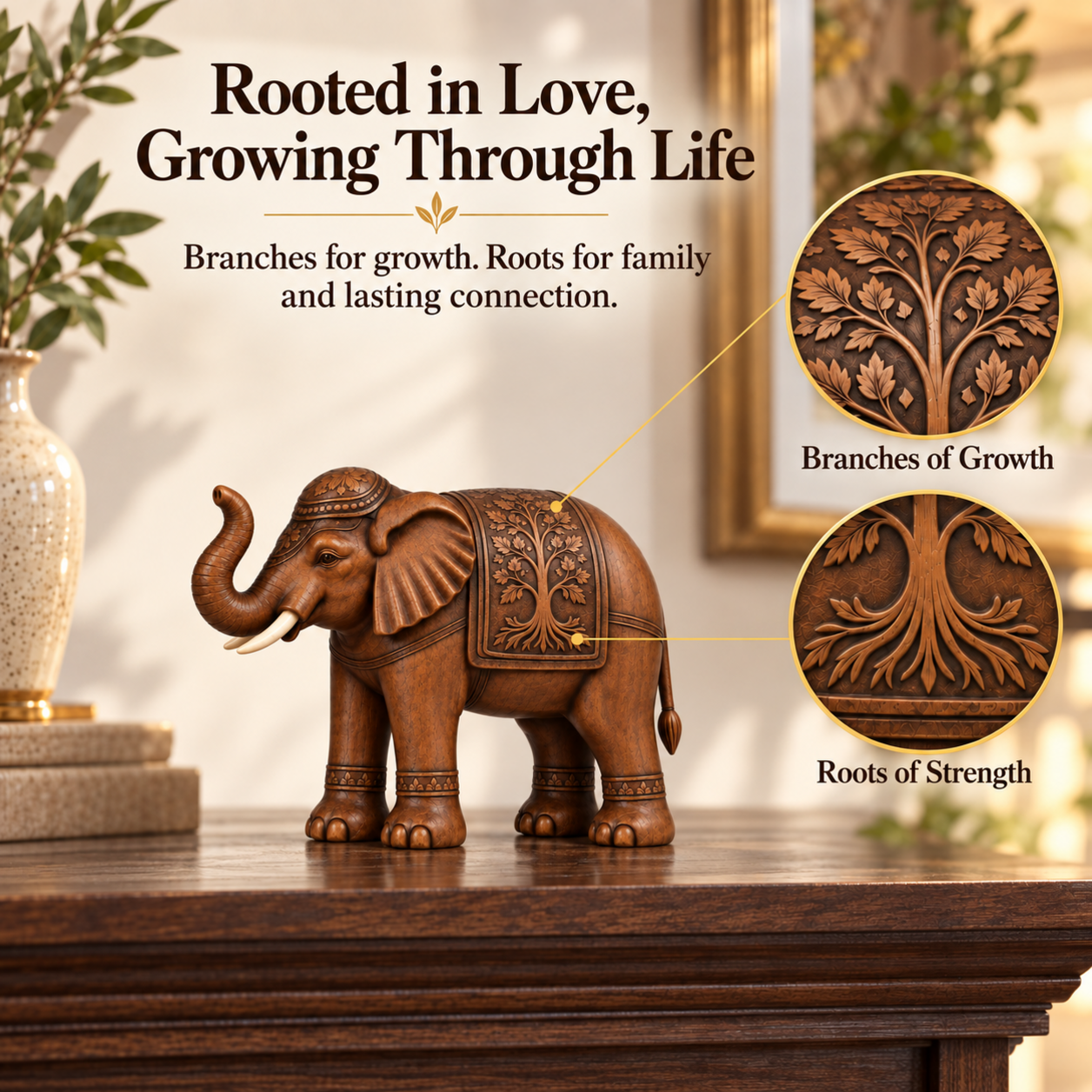 Raised Trunk Tree of Life Elephant Figurine