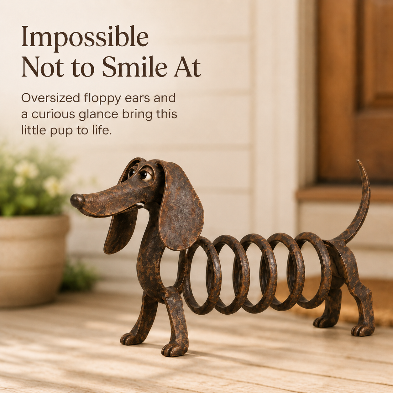 Rustic Spring Dachshund Garden Sculpture