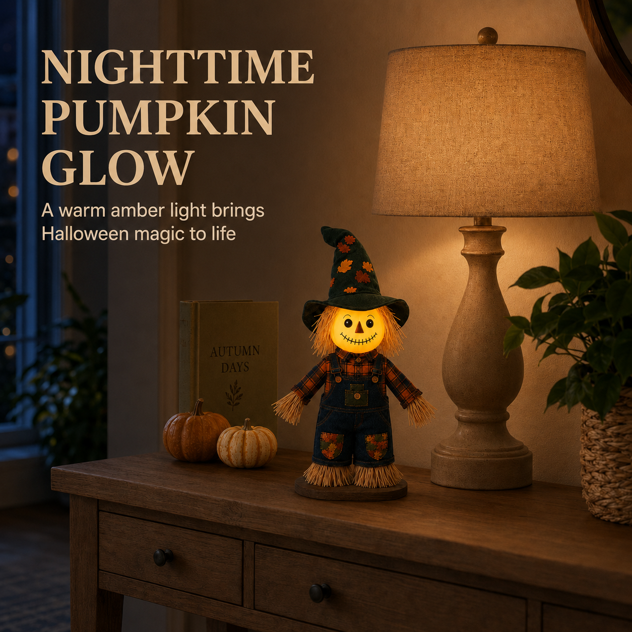 Lighted Pumpkin Witch Scarecrow Decor