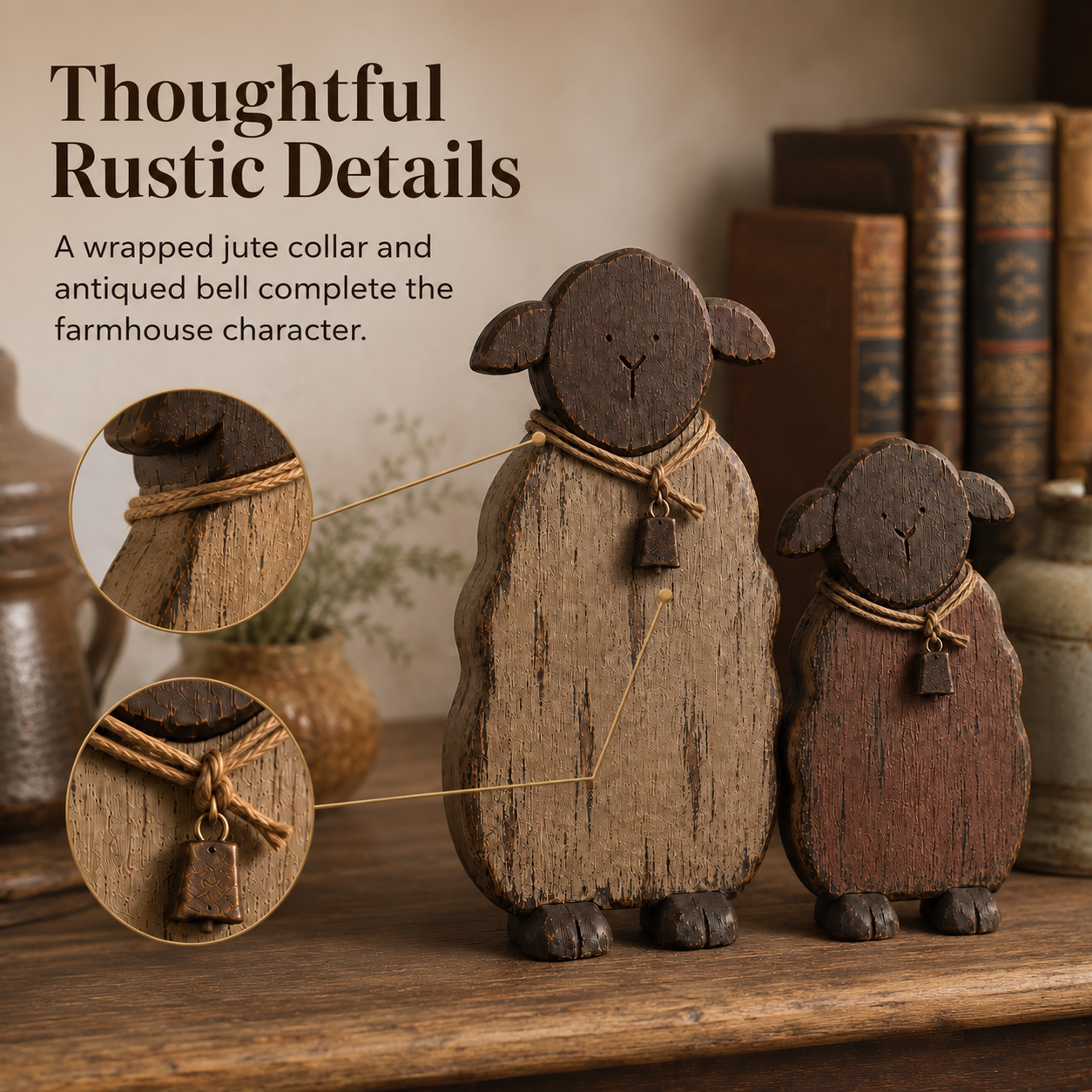2Pcs Quiet Meadow Rustic Sheep Pair