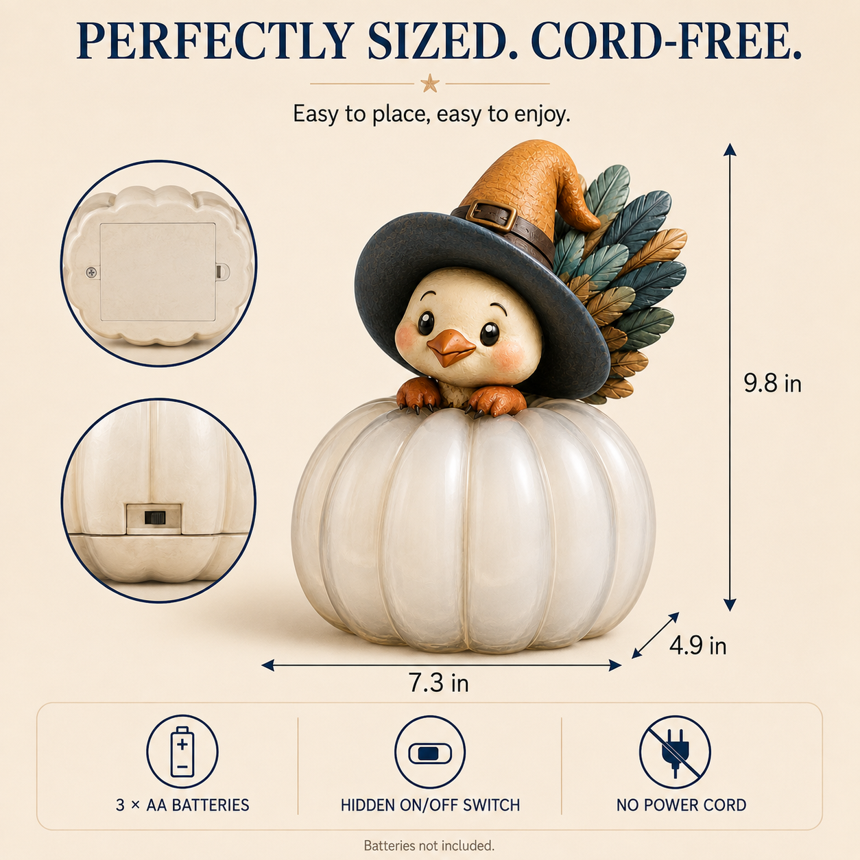 Lighted Witch Turkey Pumpkin Decor