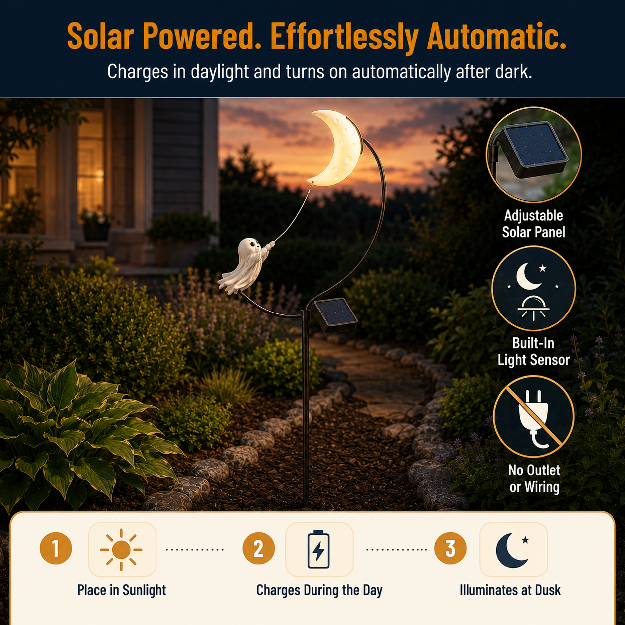 Moonbound Ghost Solar Garden Stake Light
