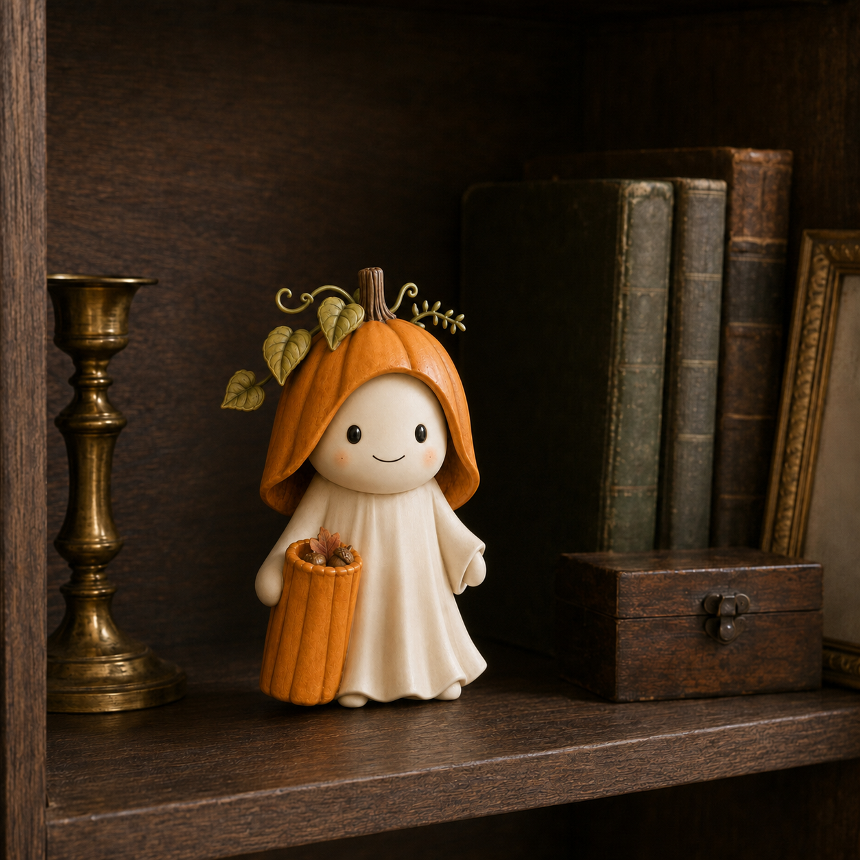 Pumpkin Hood Ghost Figurine