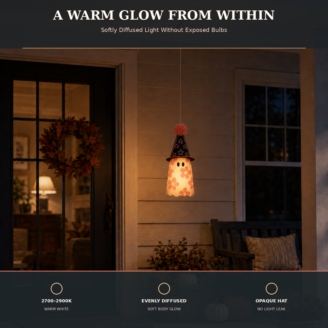 Lighted Floral Ghost Hanger