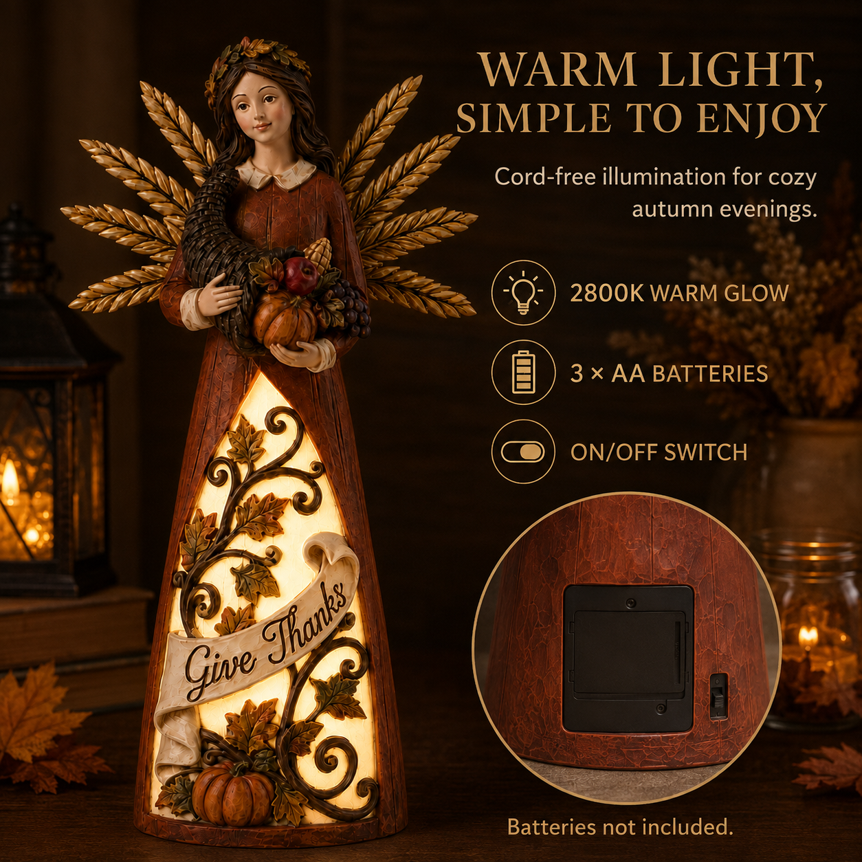 Lighted Harvest Angel Decor