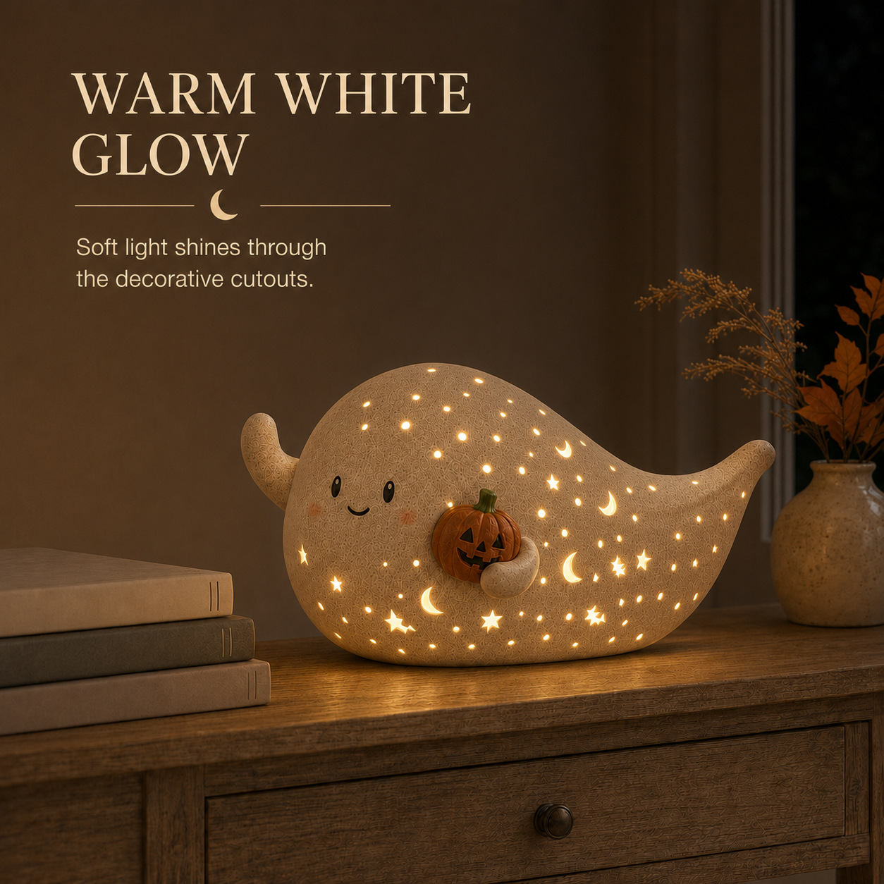 Lighted Pumpkin Ghost Decor