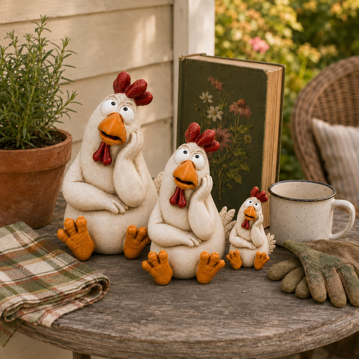 Daydreaming Chicken Resin Statue
