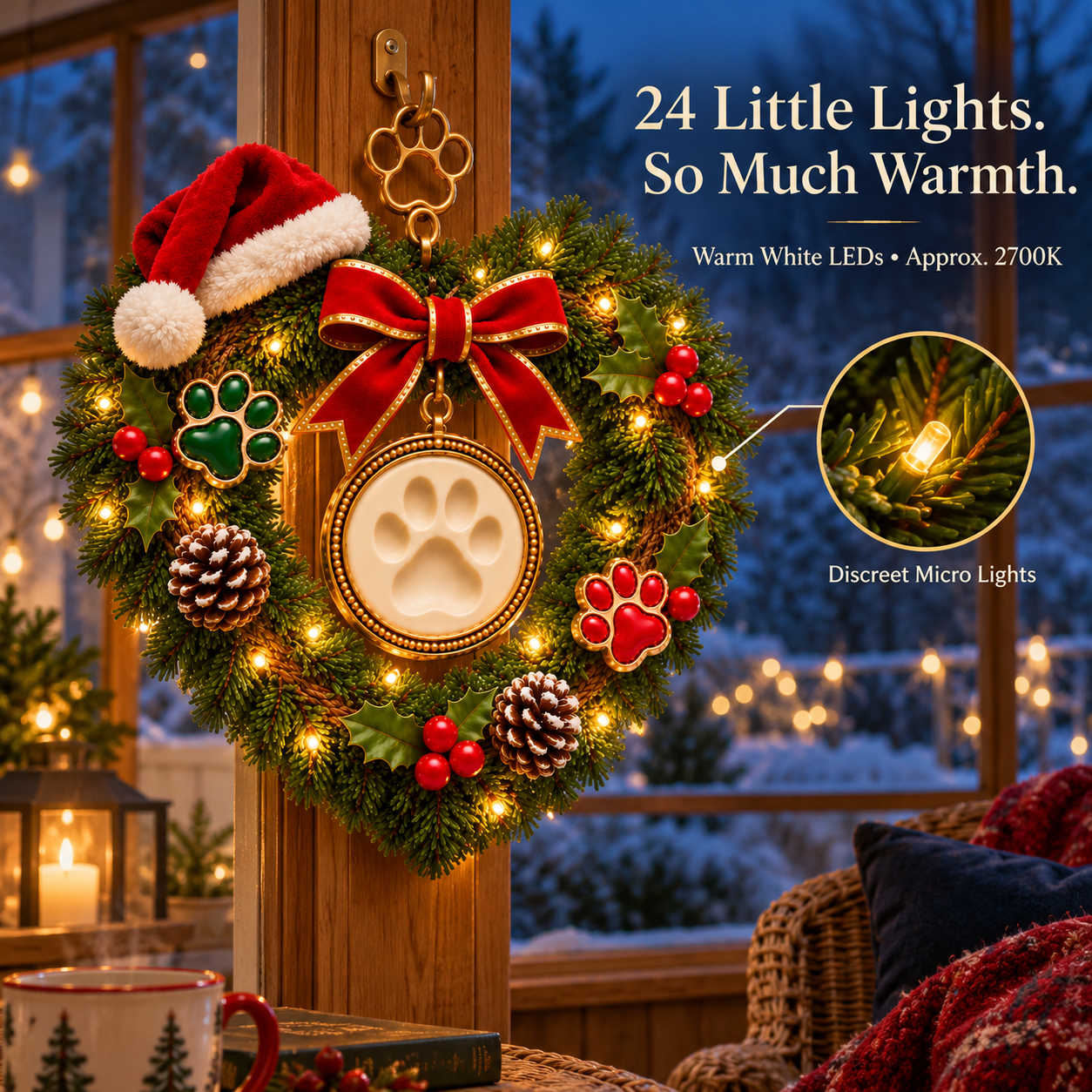  Forever Loved Lighted Pet Memorial Christmas Wreath with Remote    