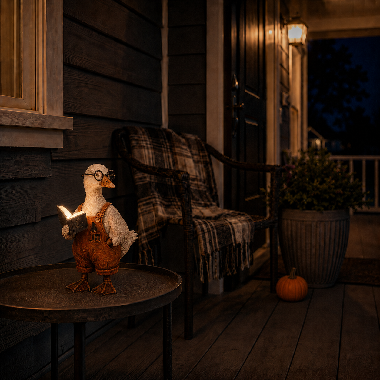 Lighted Reading Goose Decor