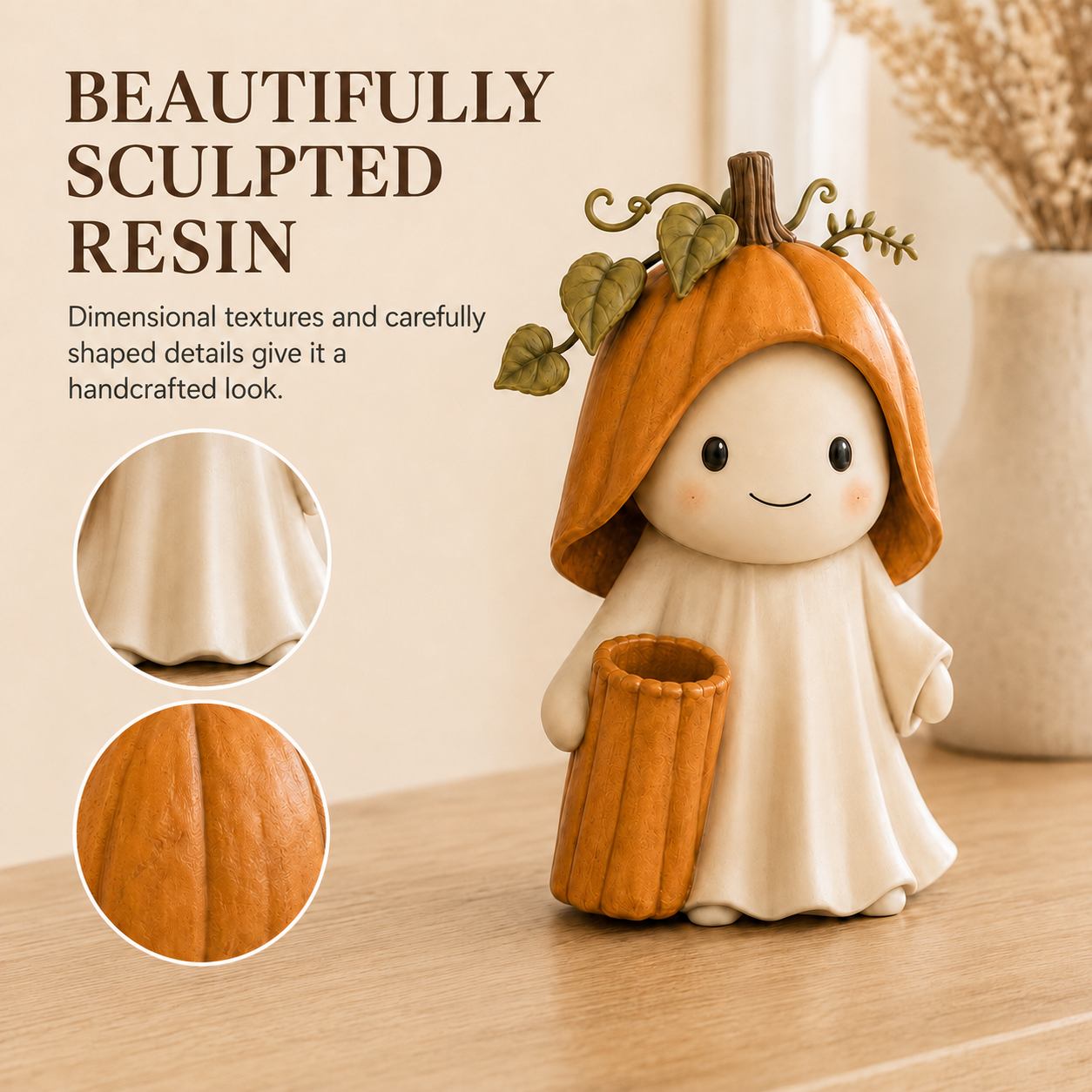 Pumpkin Hood Ghost Figurine