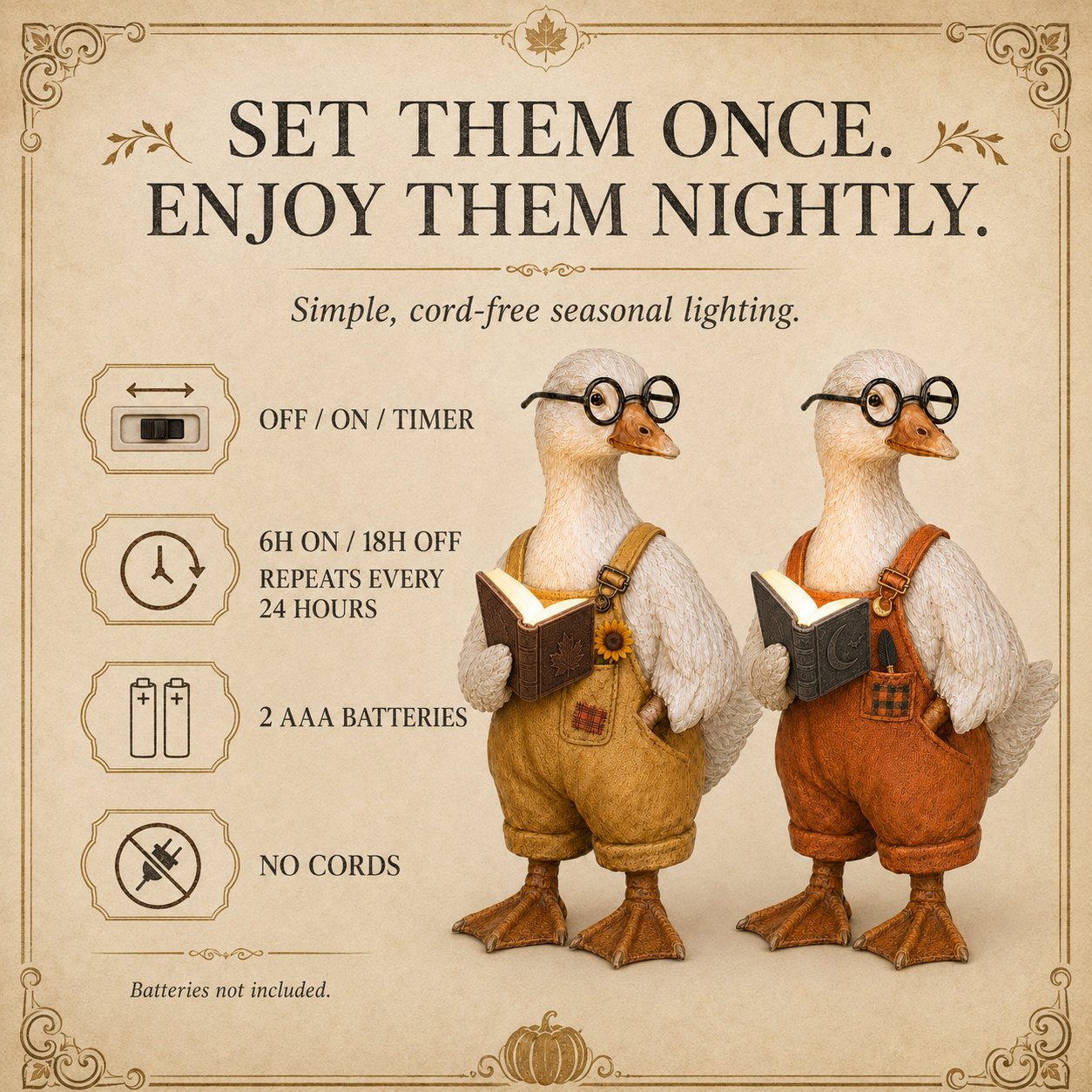 Lighted Reading Goose Decor