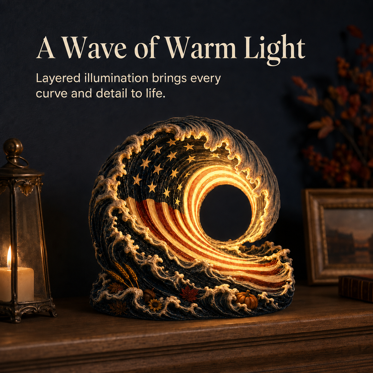 Lighted Patriotic Harvest Wave Decor