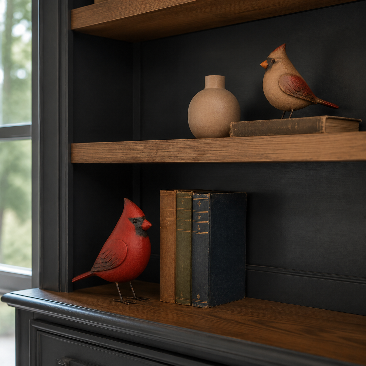 2Pcs Cardinal Companion Figurines