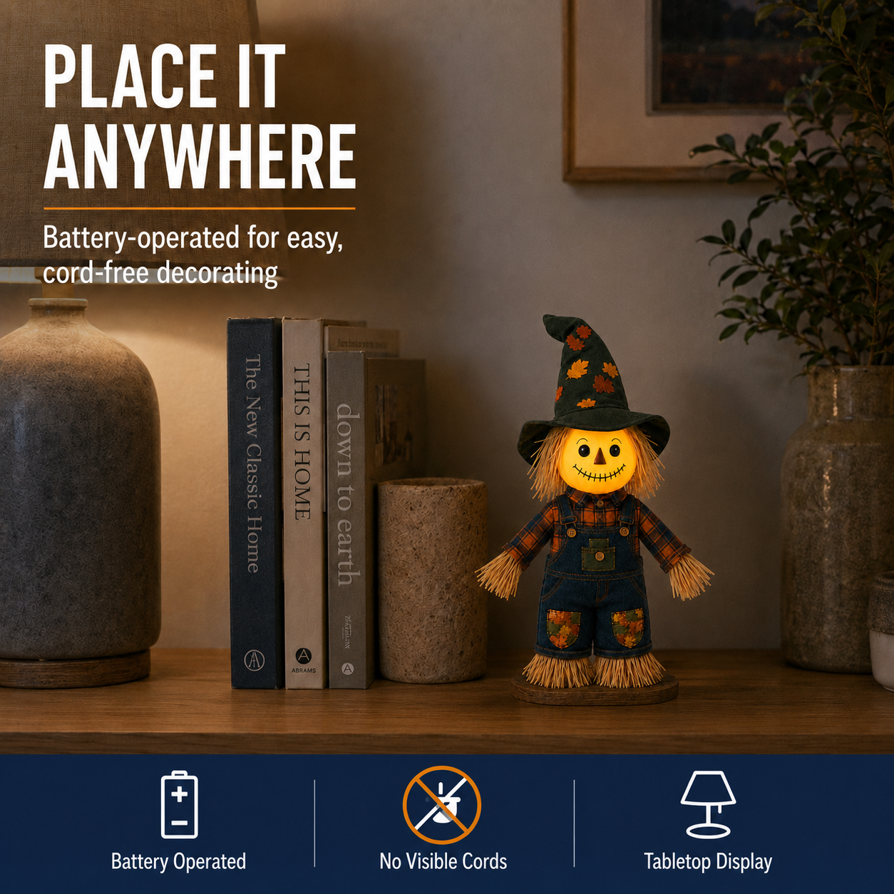 Lighted Pumpkin Witch Scarecrow Decor
