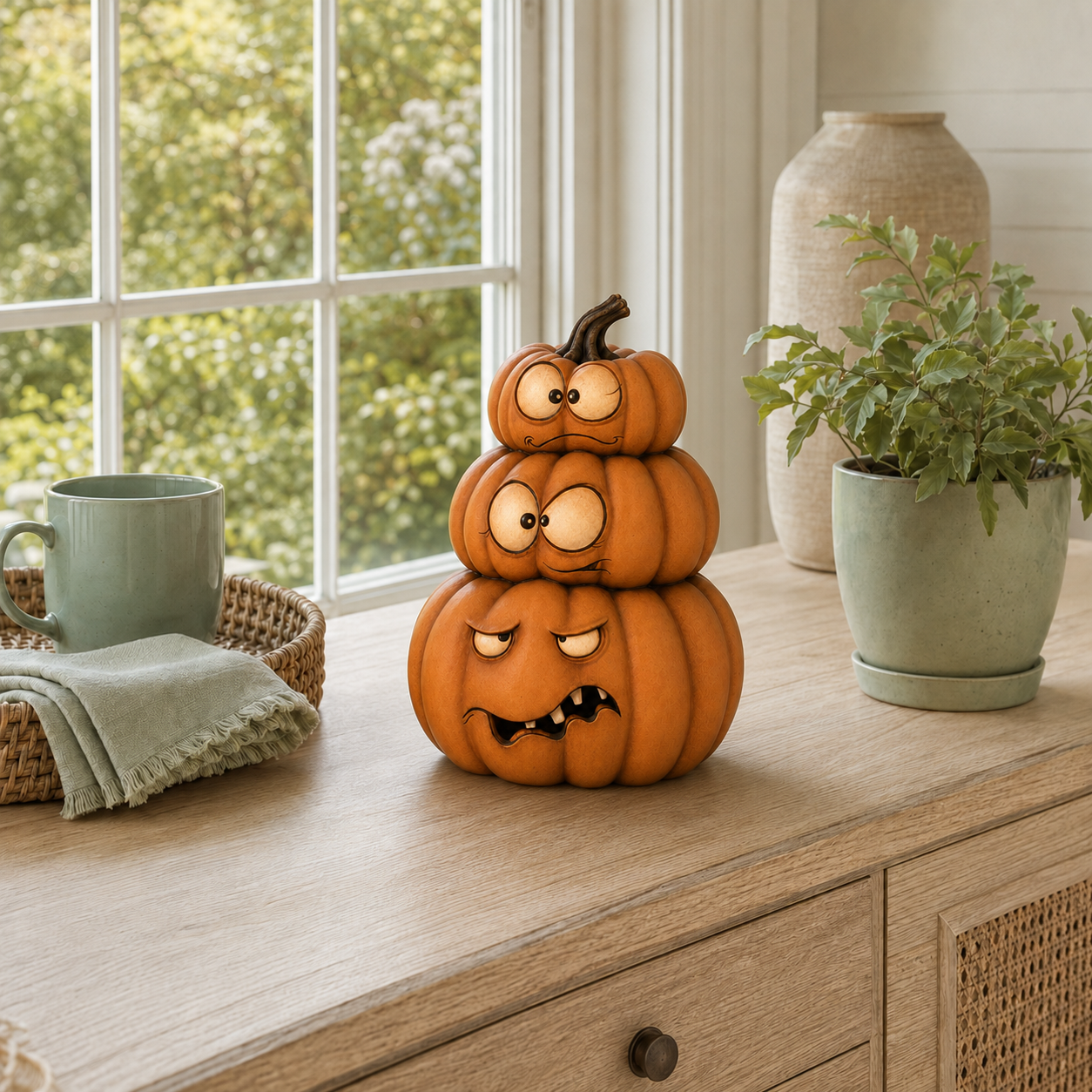 Lighted Stacked Pumpkin Decor