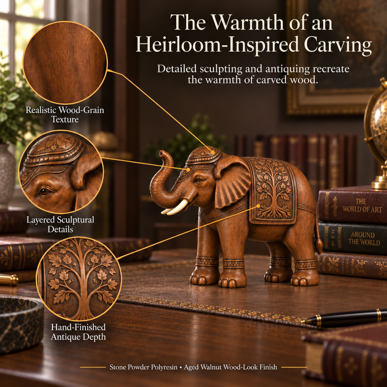 Raised Trunk Tree of Life Elephant Figurine
