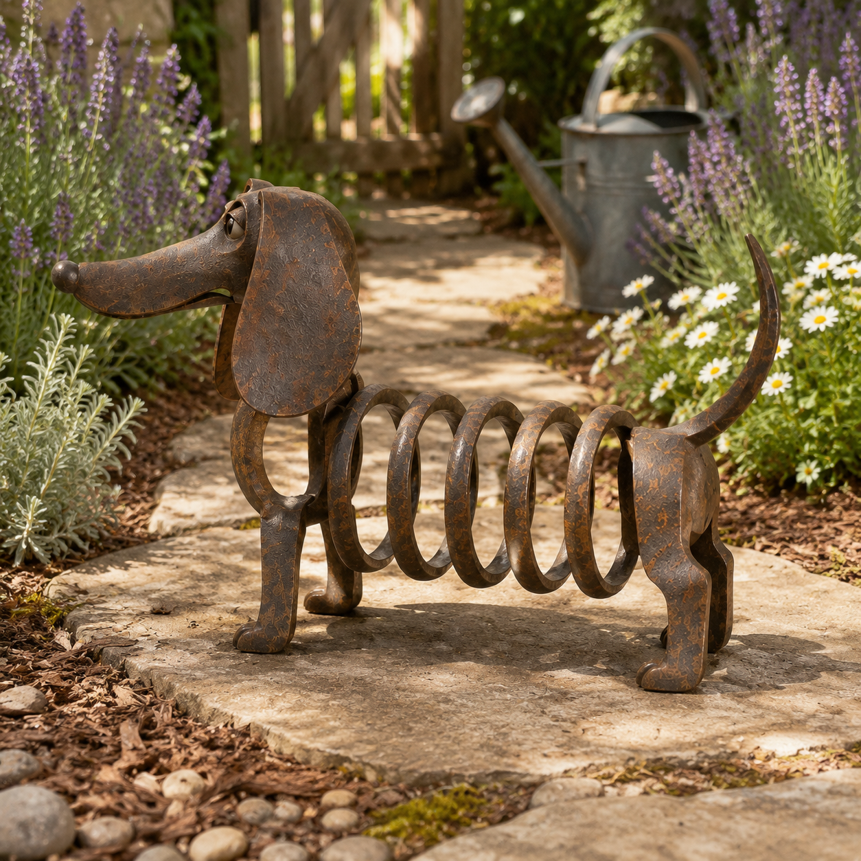 Rustic Spring Dachshund Garden Sculpture