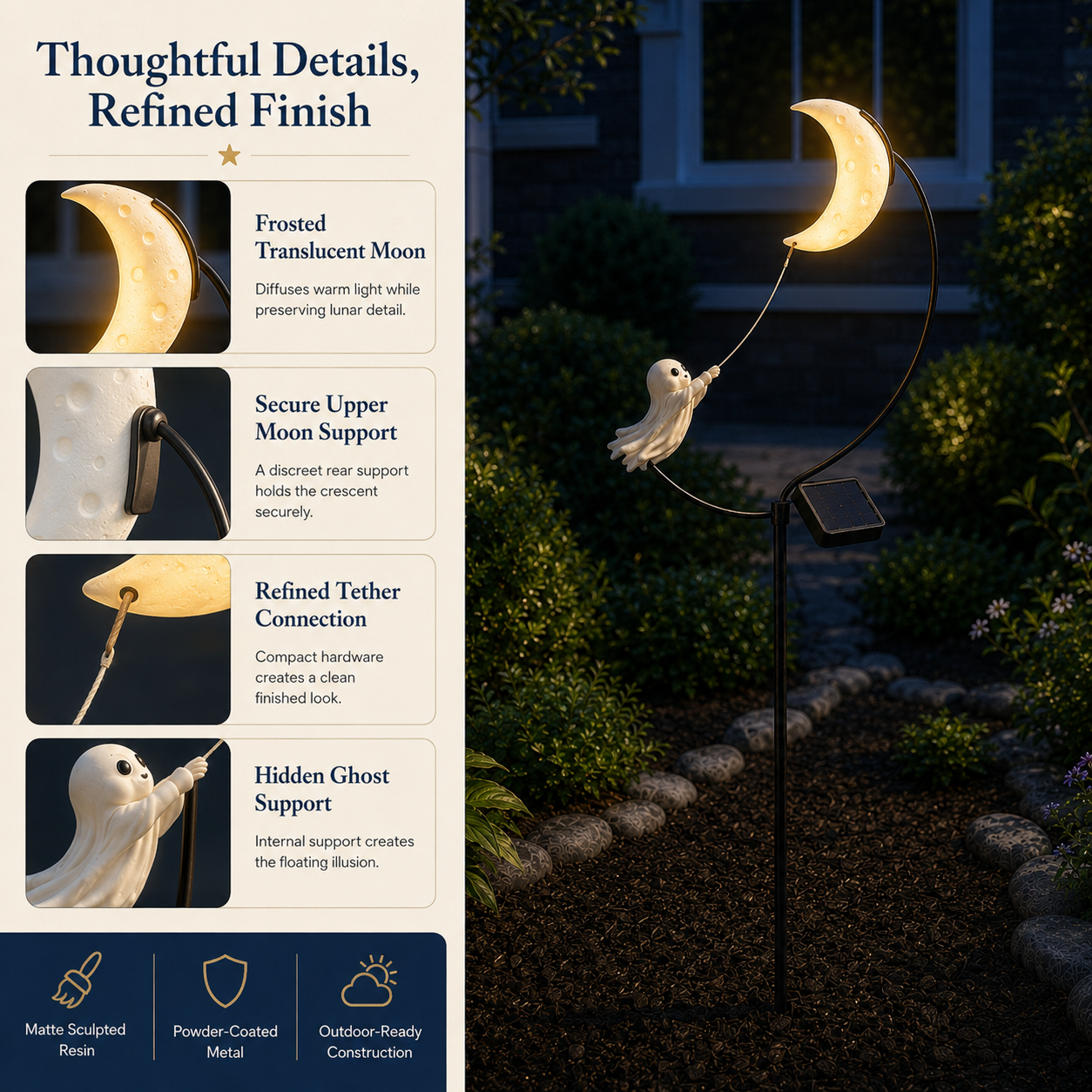 Moonbound Ghost Solar Garden Stake Light