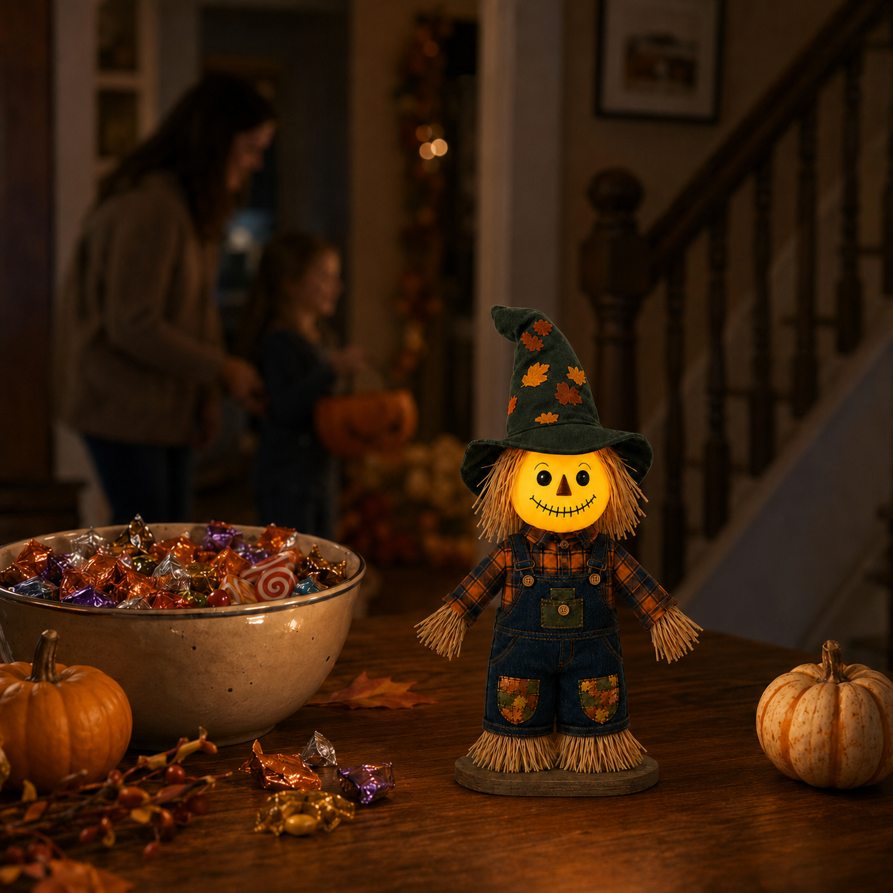 Lighted Pumpkin Witch Scarecrow Decor