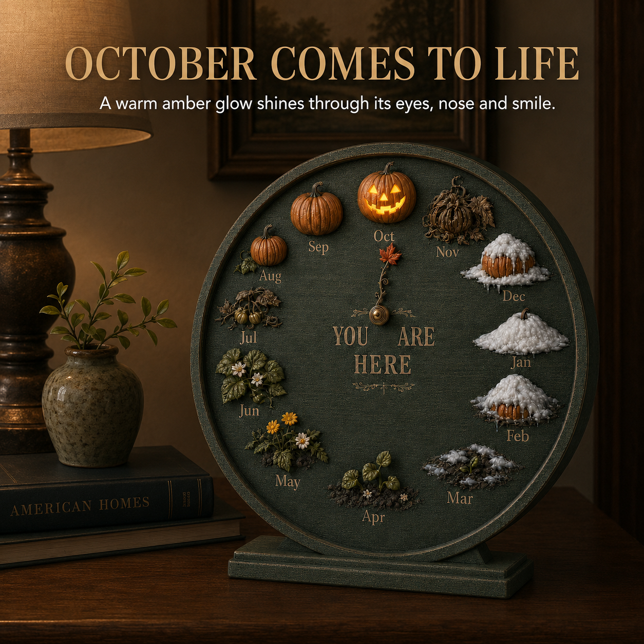 Lighted Pumpkin Seasonal Calendar Decor